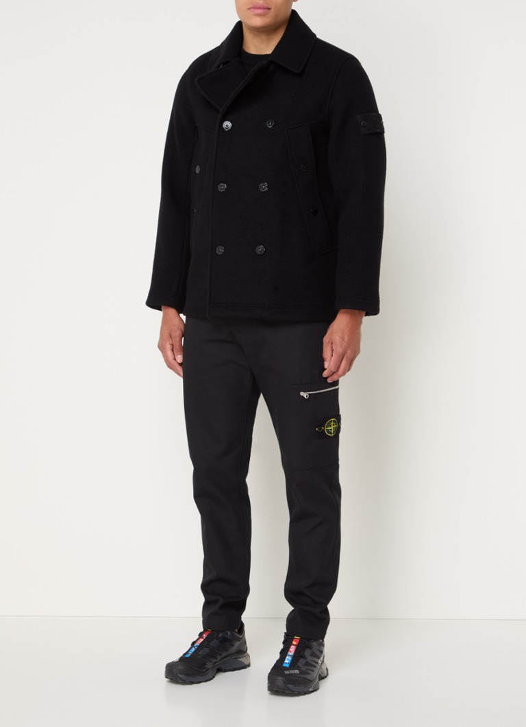 Παλτό Stone Island 441F5 με σταυρωτό τελείωμα από μείγμα κασμίρ και μαλλιού με πλαϊνές τσέπες