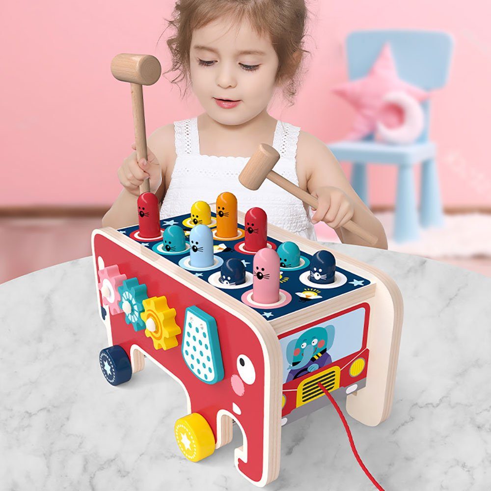 Wenta Lernspielzeug (Hammerspiel für Kinder, Klopfbank Holz mit 2 Hämmern, Pädagogisches Vorschullernen Lernspielzeug, Geschenk für Kleinkinder Jungen Mädchen ab 1 2 3 Jahre)