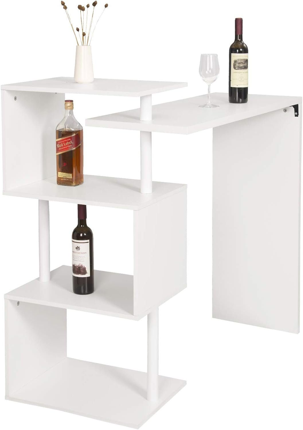 Woltu Bartisch (1-St), Stehtisch mit 3 Ablageflächen, aus Metall & MDF