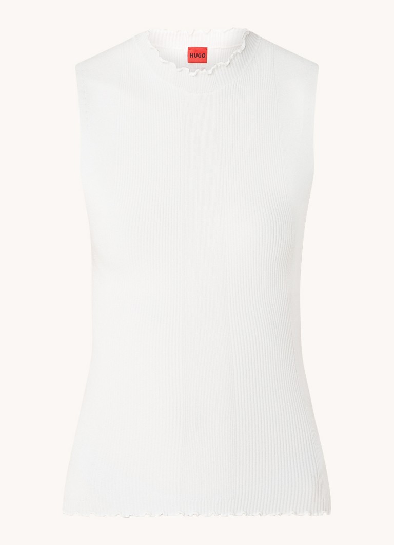 HUGO BOSS Swilk Fine Knit Sleeveless Top with Rib Structure
