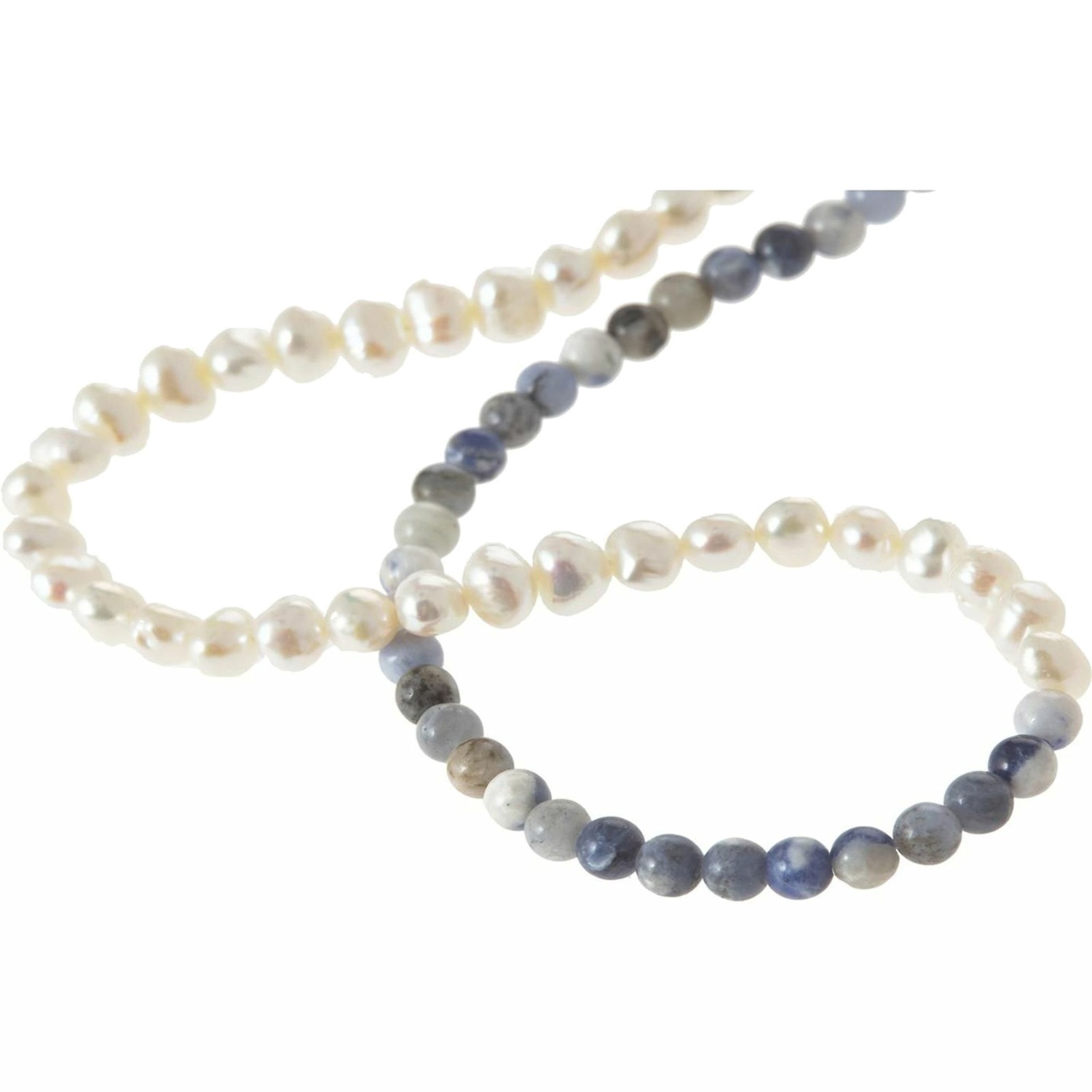 Perlenkette 'Zuchtperlen und Lapis Lazuli im Farbverlauf'