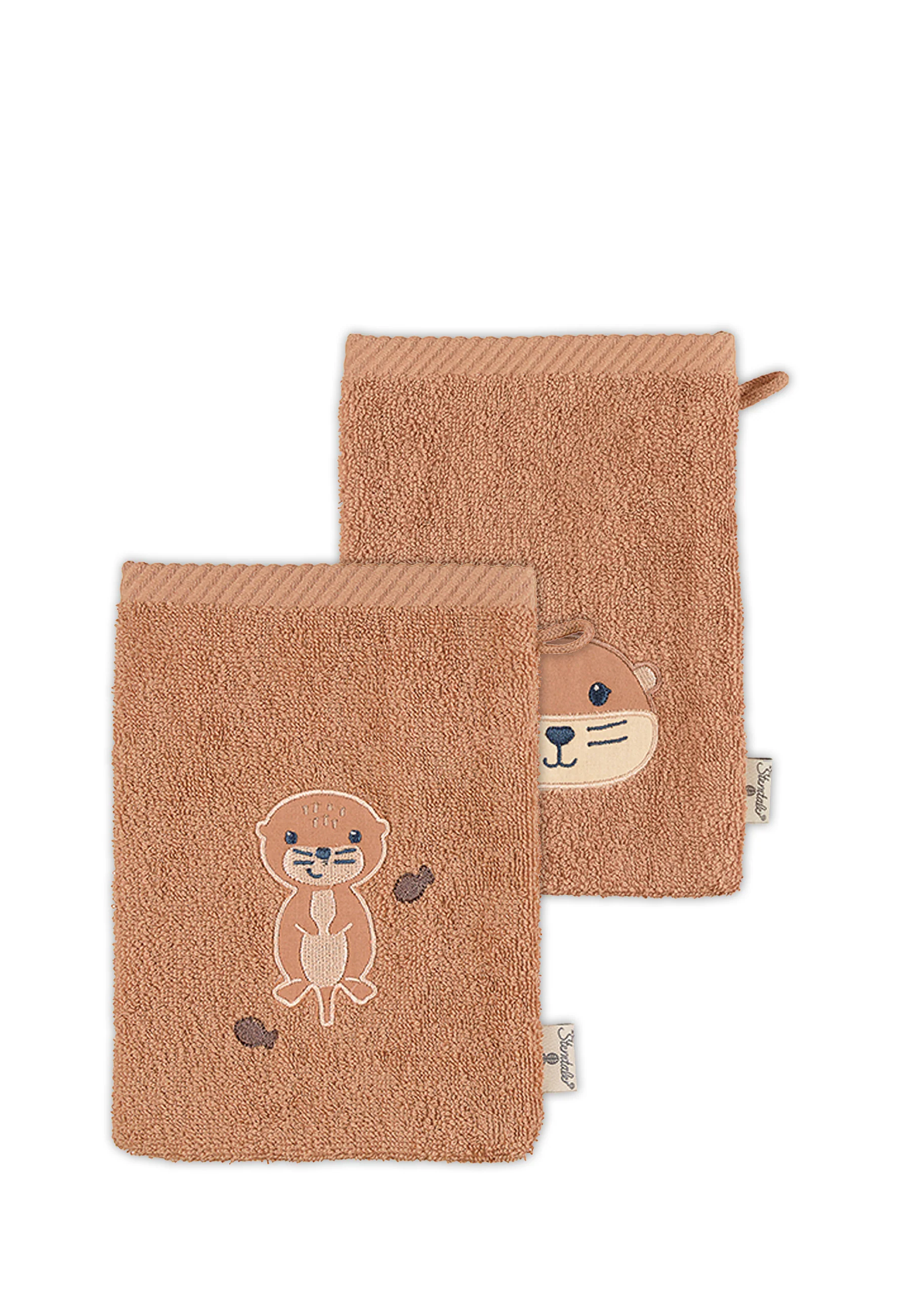 GOTS 2er-Pack Waschhandschuh Otter Otti, Frottee
