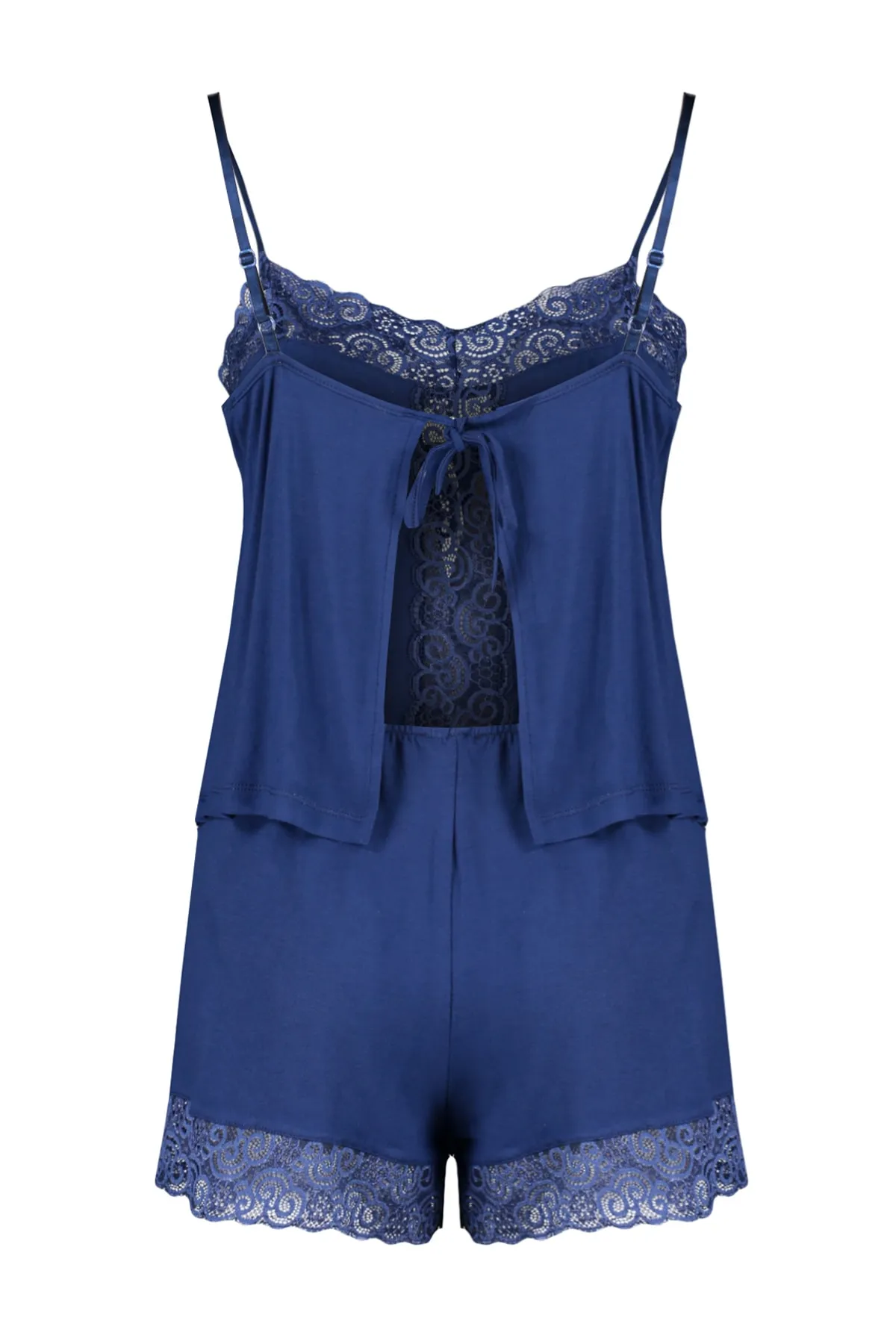Trendyol Collection  Pyjama-Set aus Strick mit Indigospitze und Seilträgern auf der Rückseite THMSS23PT00127