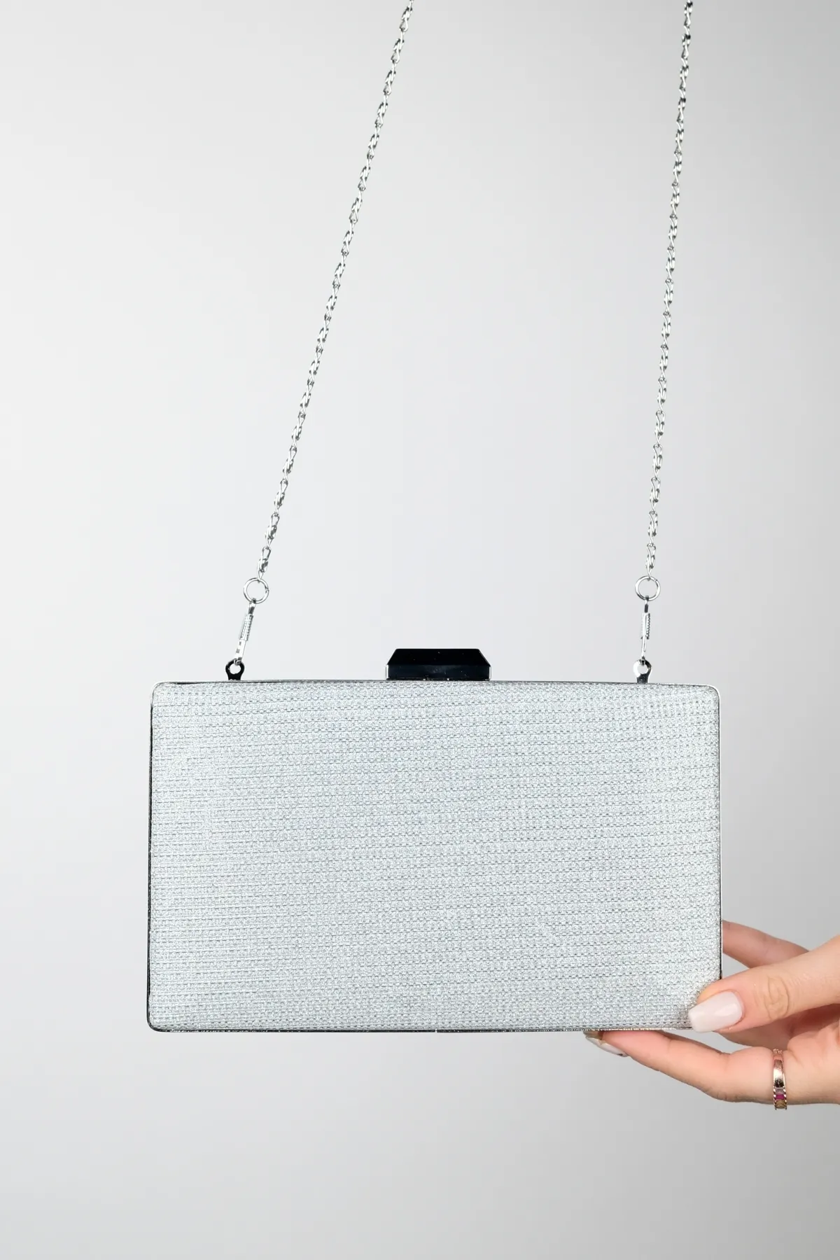 LuviShoes  Silberne Glitzer-Abendtasche für Damen