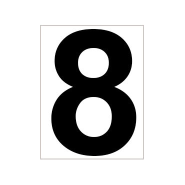 Platzziffer 8 Schild - Weiß, Schwarz
