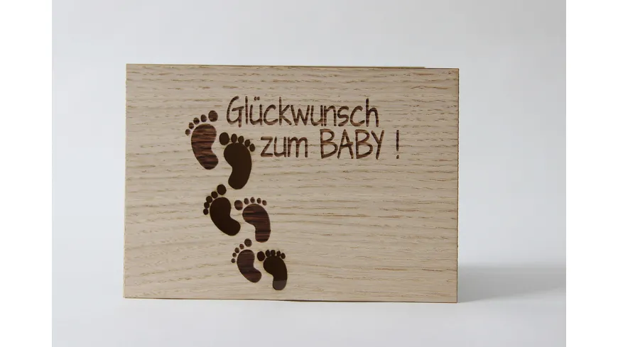 Original Holzgrußkarte - Glückwunsch zum BABY!