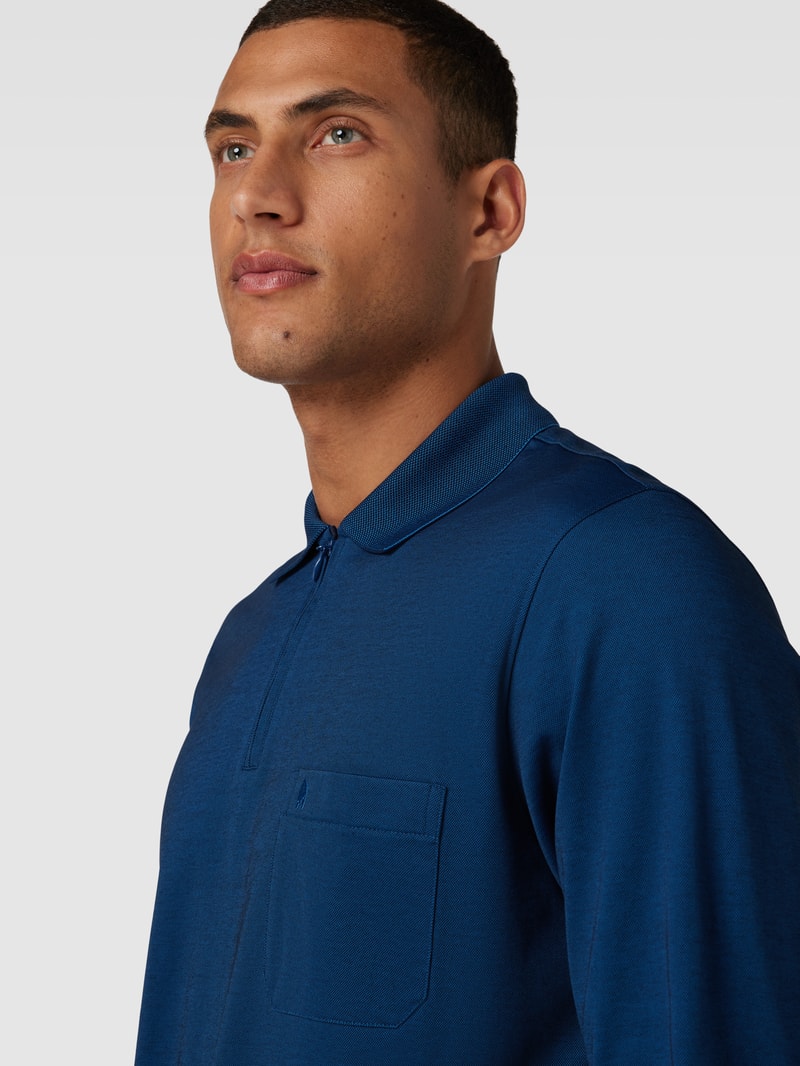 Poloshirt mit kurzer Reißverschlussleiste in petrol