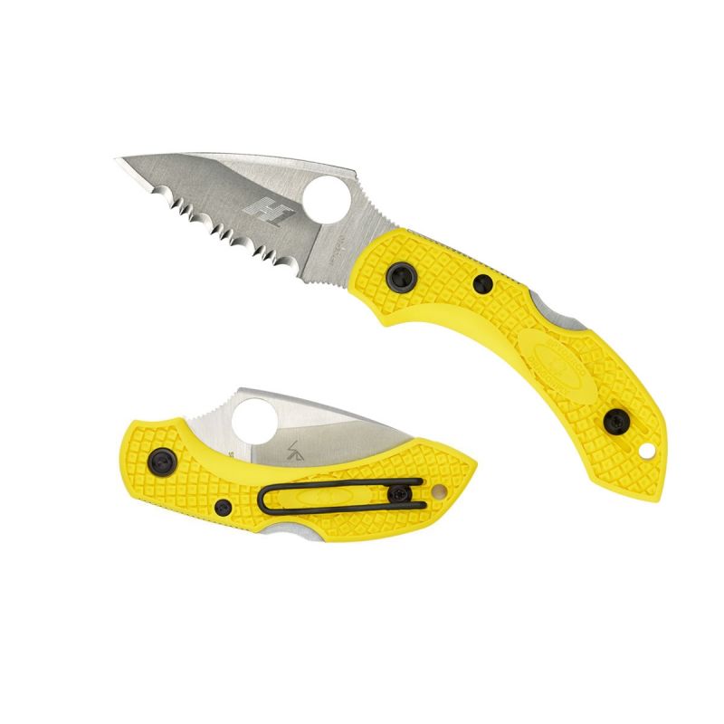 Spyderco Messer Libelle Salzgelb gezackte Klinge, Untermesser \/ Marinemesser
