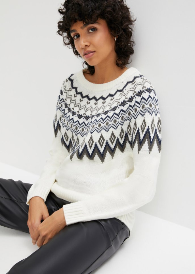 Hochgeschlossener Norweger-Pullover