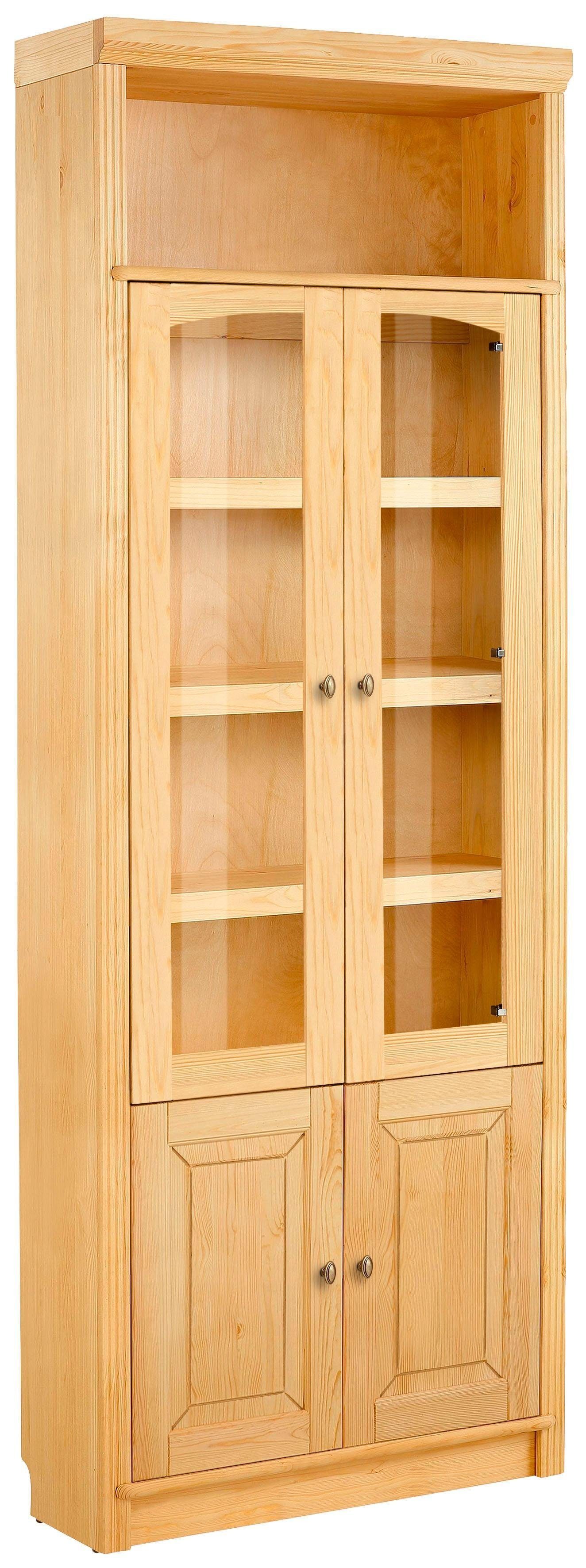 Home affaire Bücherregal Soeren, massiver Kiefer, in 2 Höhen, Tiefe 29 cm, Türen mit Klarglas Einsatz