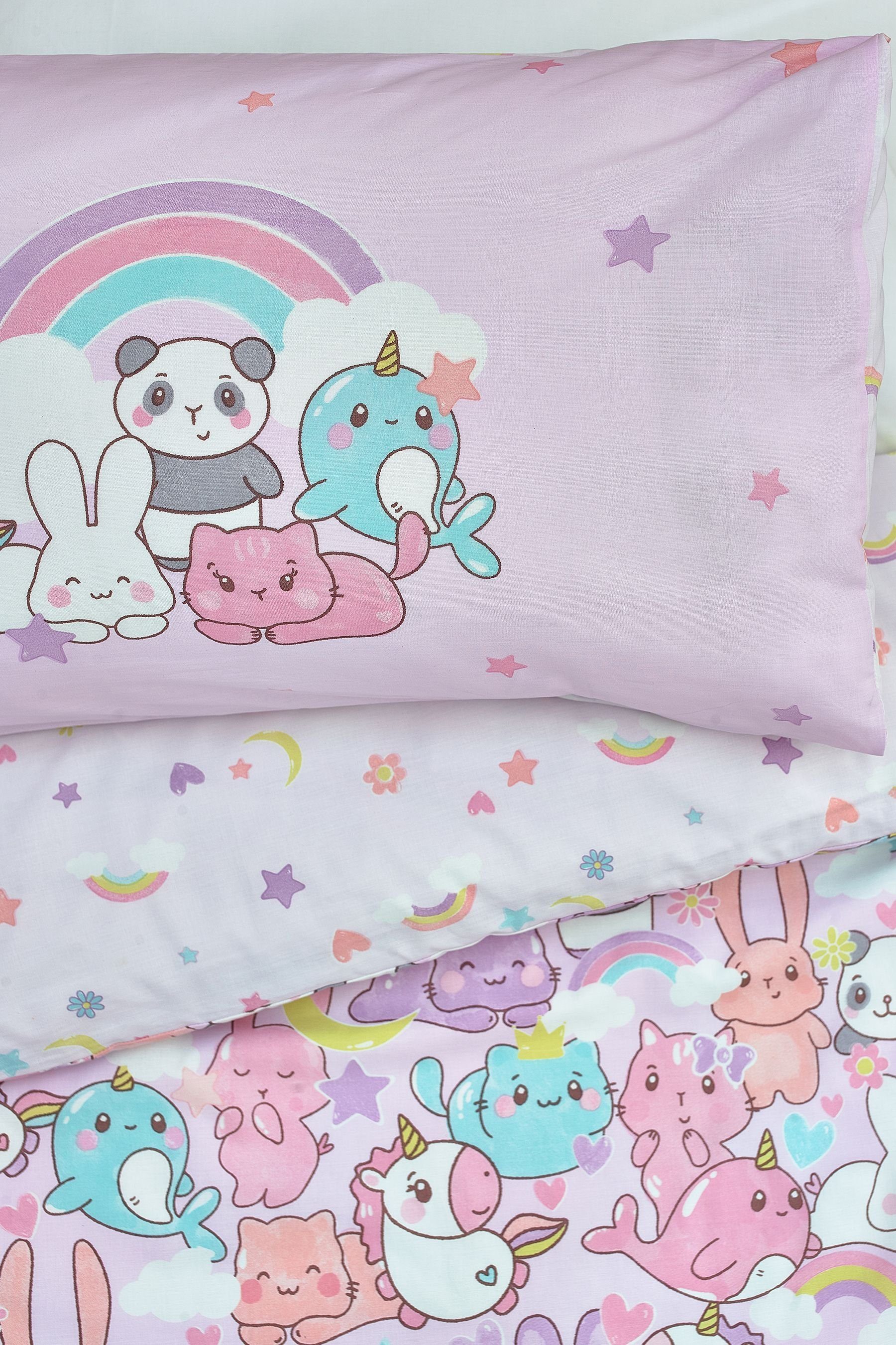 Bett-Set, Bettgarnitur, Kawaii Einhorn und Freunde, Next, Bezug: Polyester (recycelt), Baumwolle