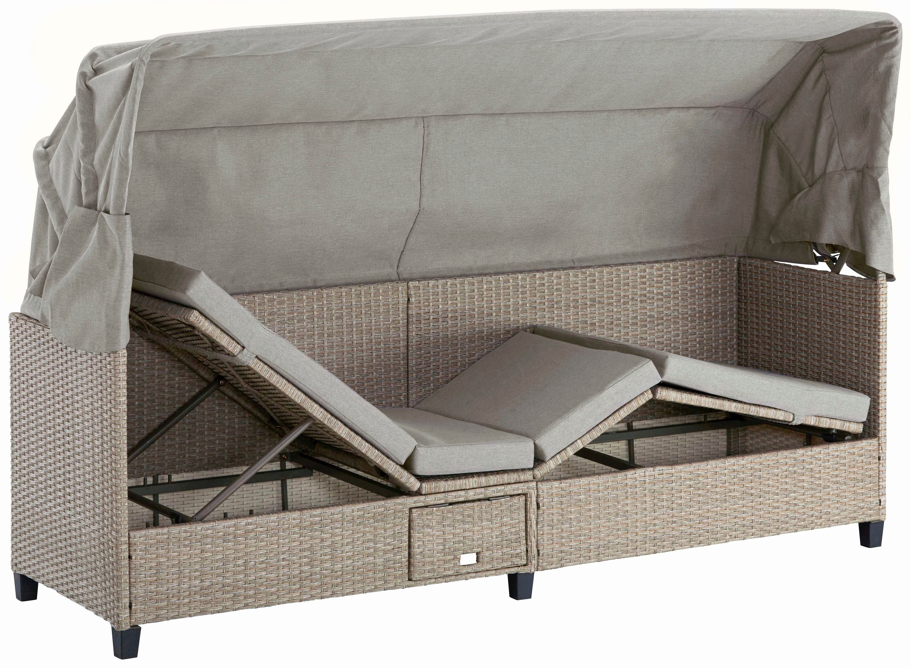 KONIFERA Loungesofa Alabama, BxTxH: 200x133x60 cm, Polyrattan, inkl. Auflage
