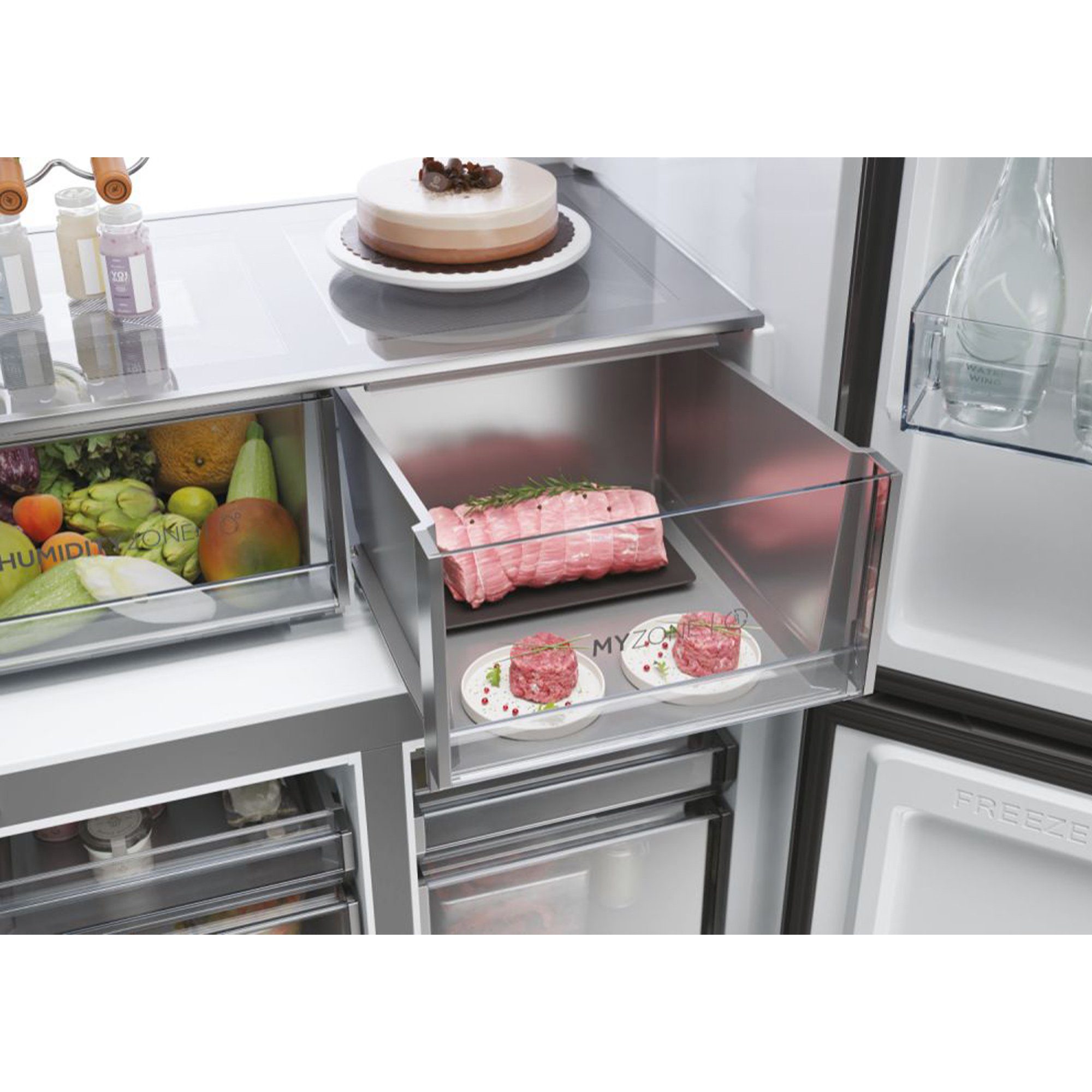 Haier Multi Door HCR79F19ENMM, 190,5 cm hoch, 90,8 cm breit, Total NoFrost, HumidityZone, Air Surround, Daylight-LED-Lichtsäule