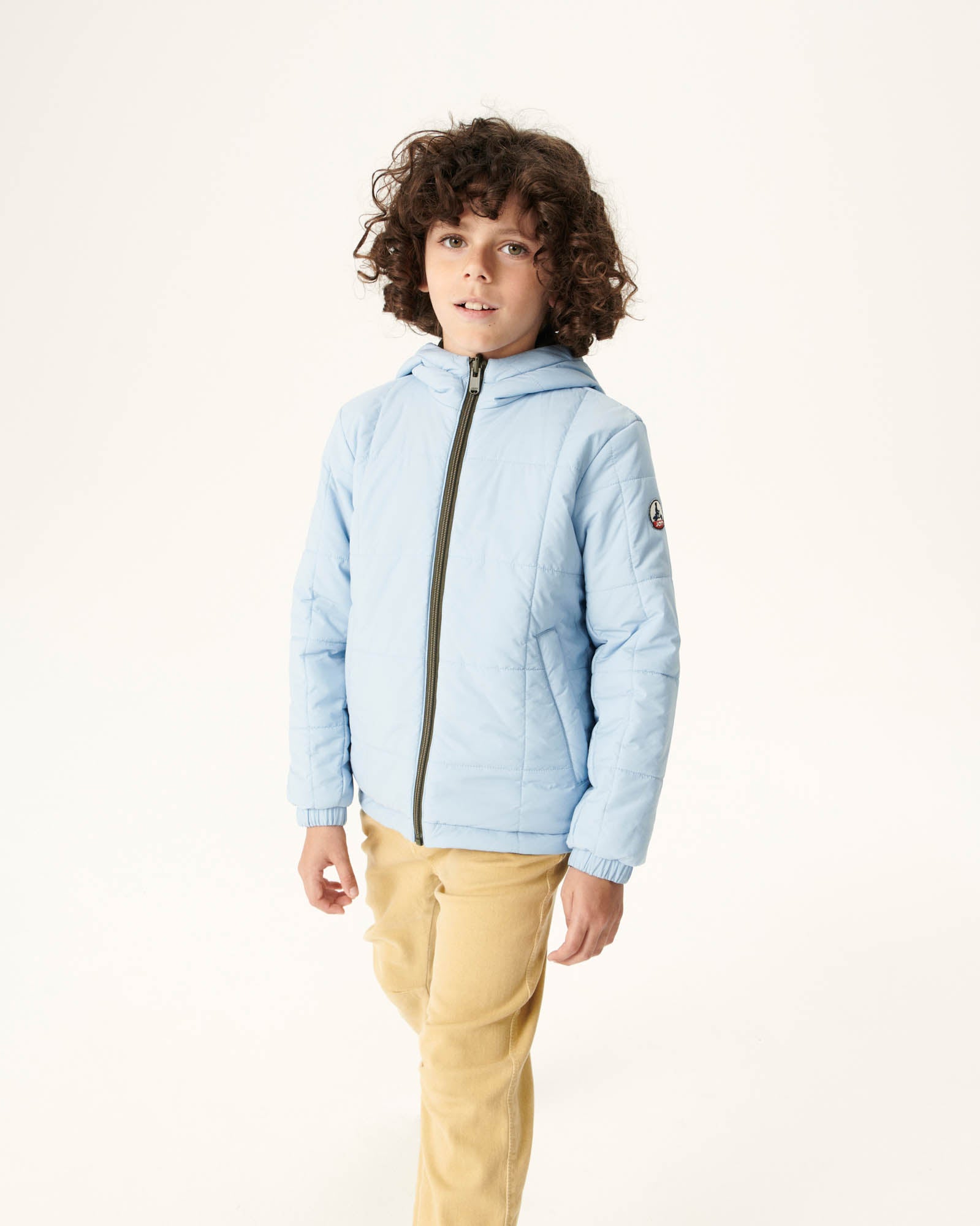 Doudoune Ultralight réversible à capuche Army/Bleu clair enfant Rosso