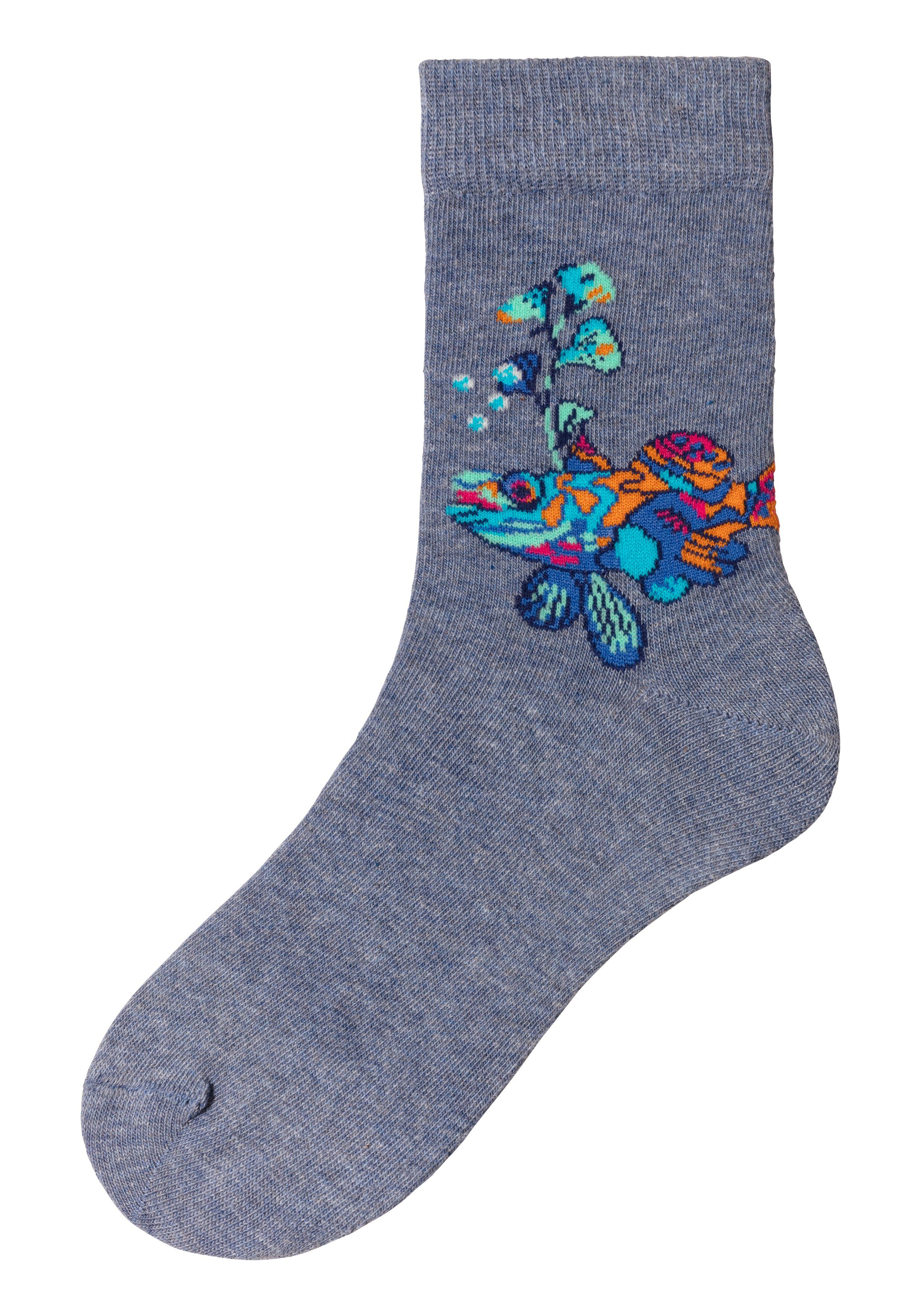 H.I.S Basicsocken (Packung, 5-Paar) mit farbigen Meerestieren