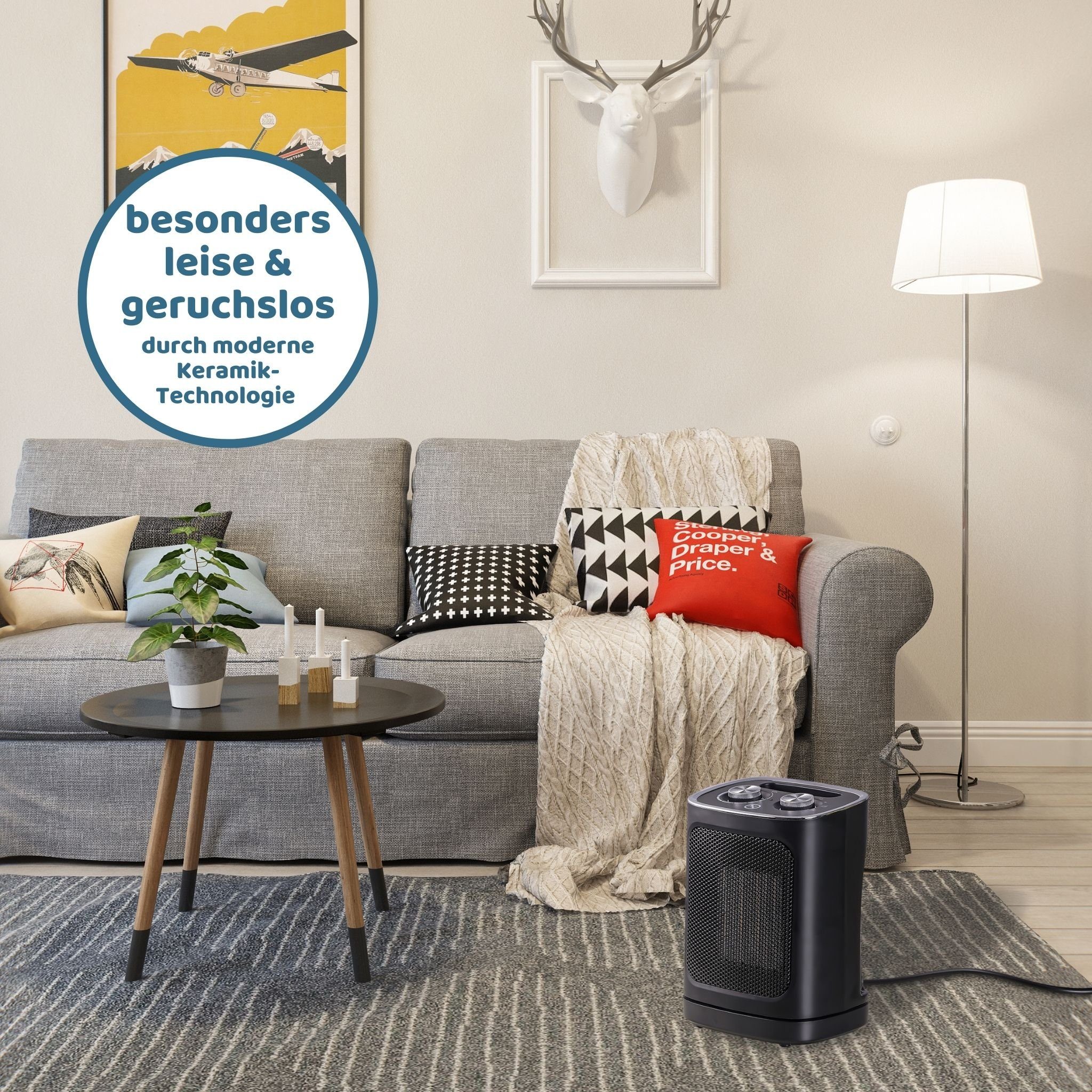 Stahlmann Heizgerät STAHLMANN Keramik Heizlüfter ZH006, 1800 W, Thermostat, Elektrisches Heizgerät, Heizstrahler Innenraum, Heater