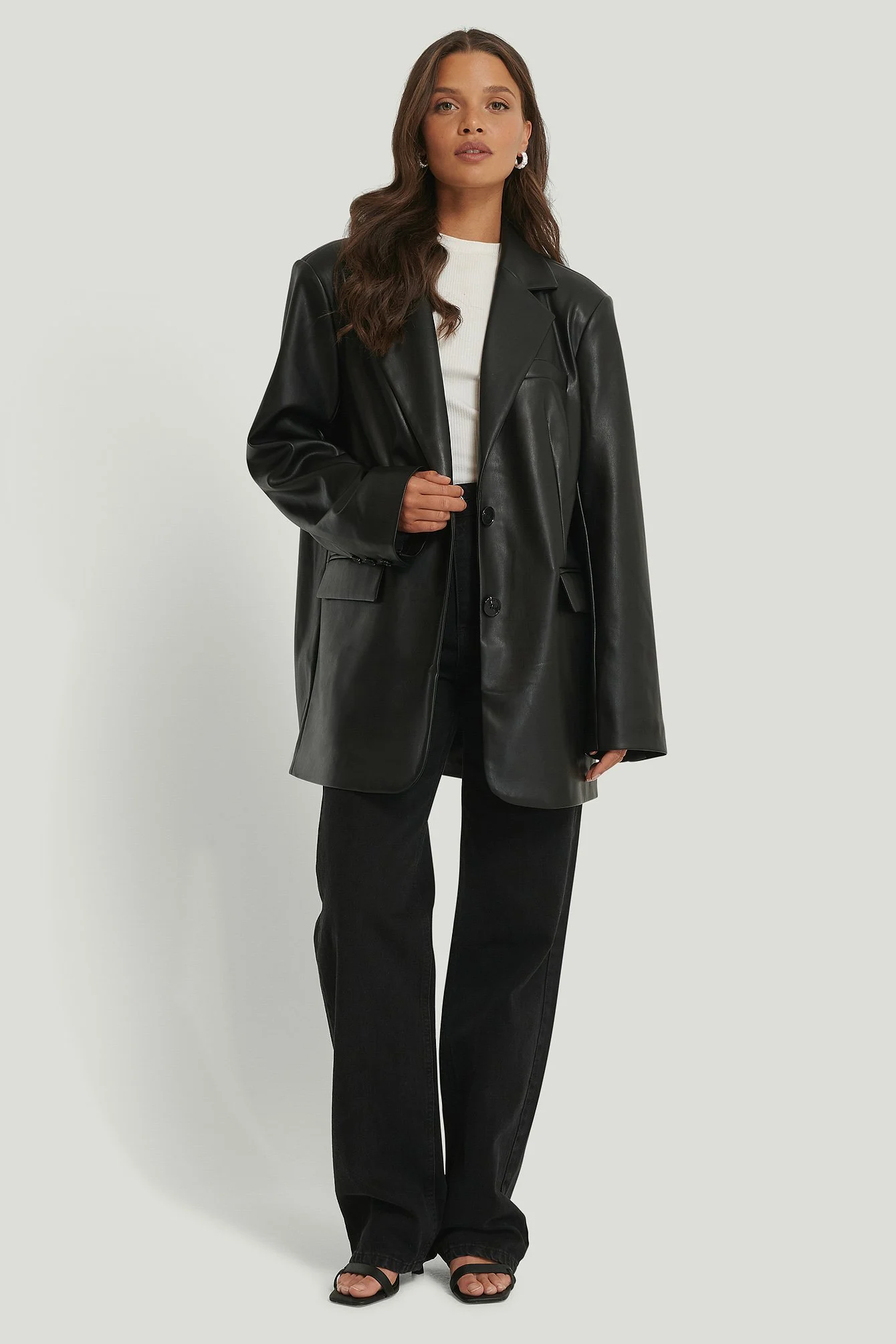 Maxi übergroßer PU-Blazer