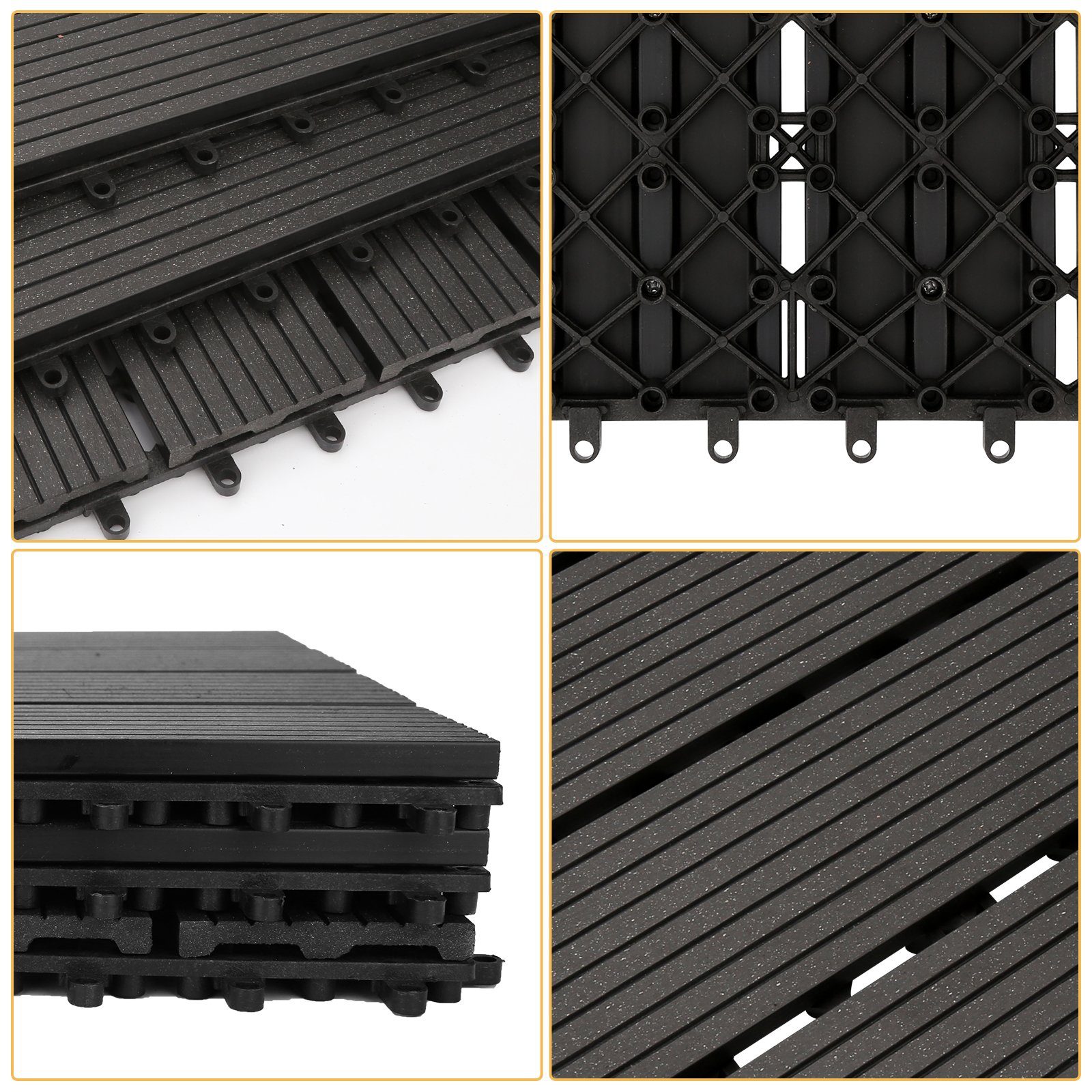 Gimisgu Holzfliesen WPC Fliesen 11 Stück 1m² 30x30 cm Terrassendielen Holzfliesen Fliese, für Terrassen und Balkon