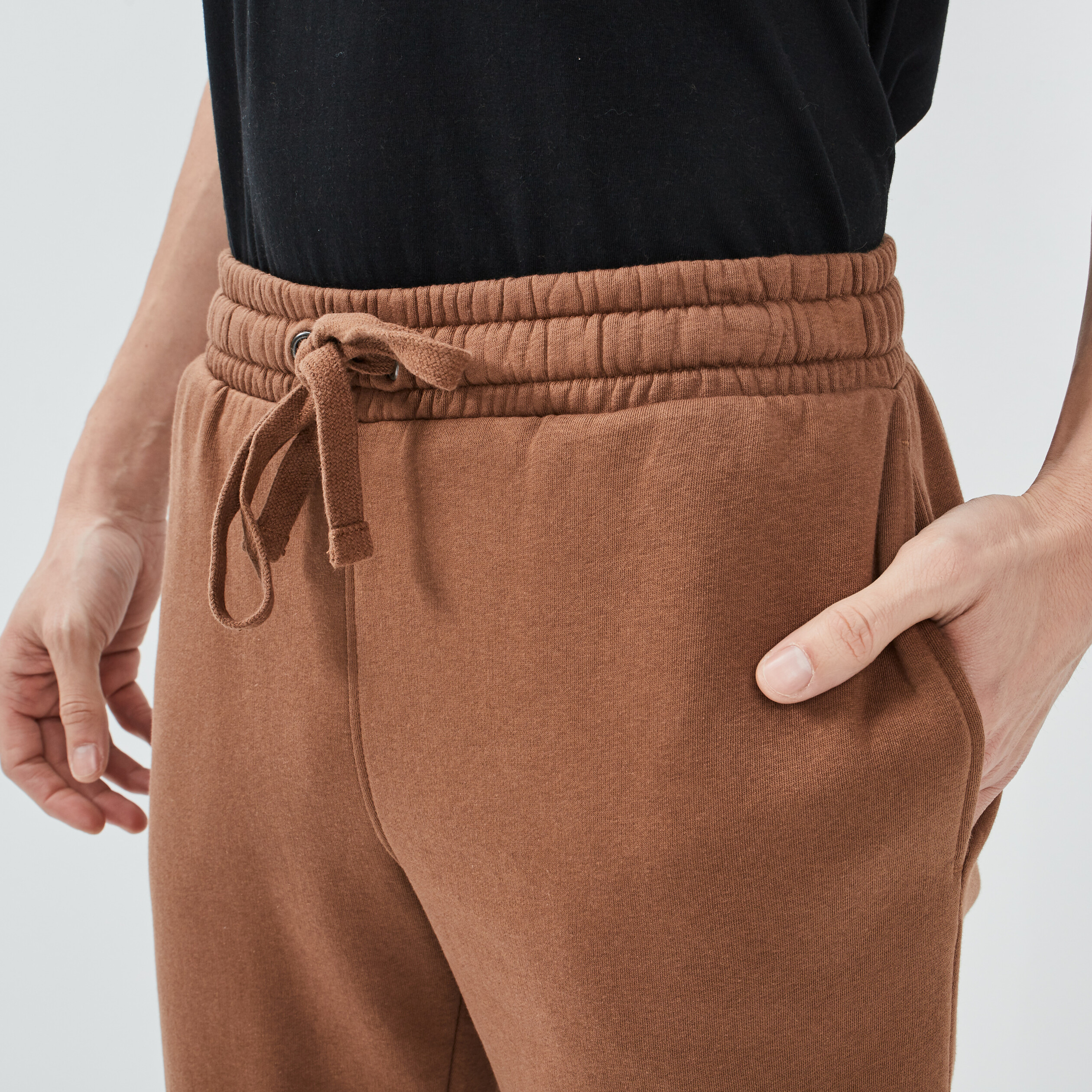 Jogging droit molleton marron homme | La Halle