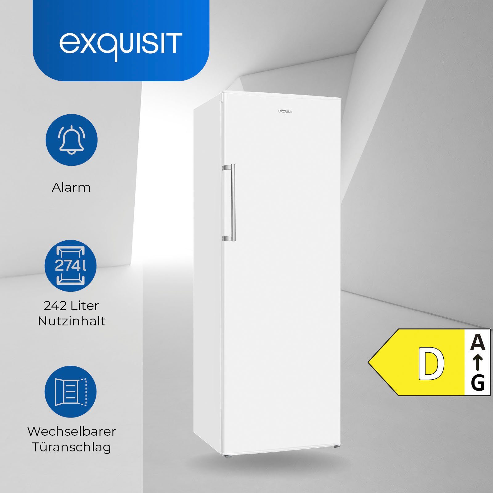 exquisit Gefrierschrank GS280-HE-040D, 171 cm hoch, 60 cm breit