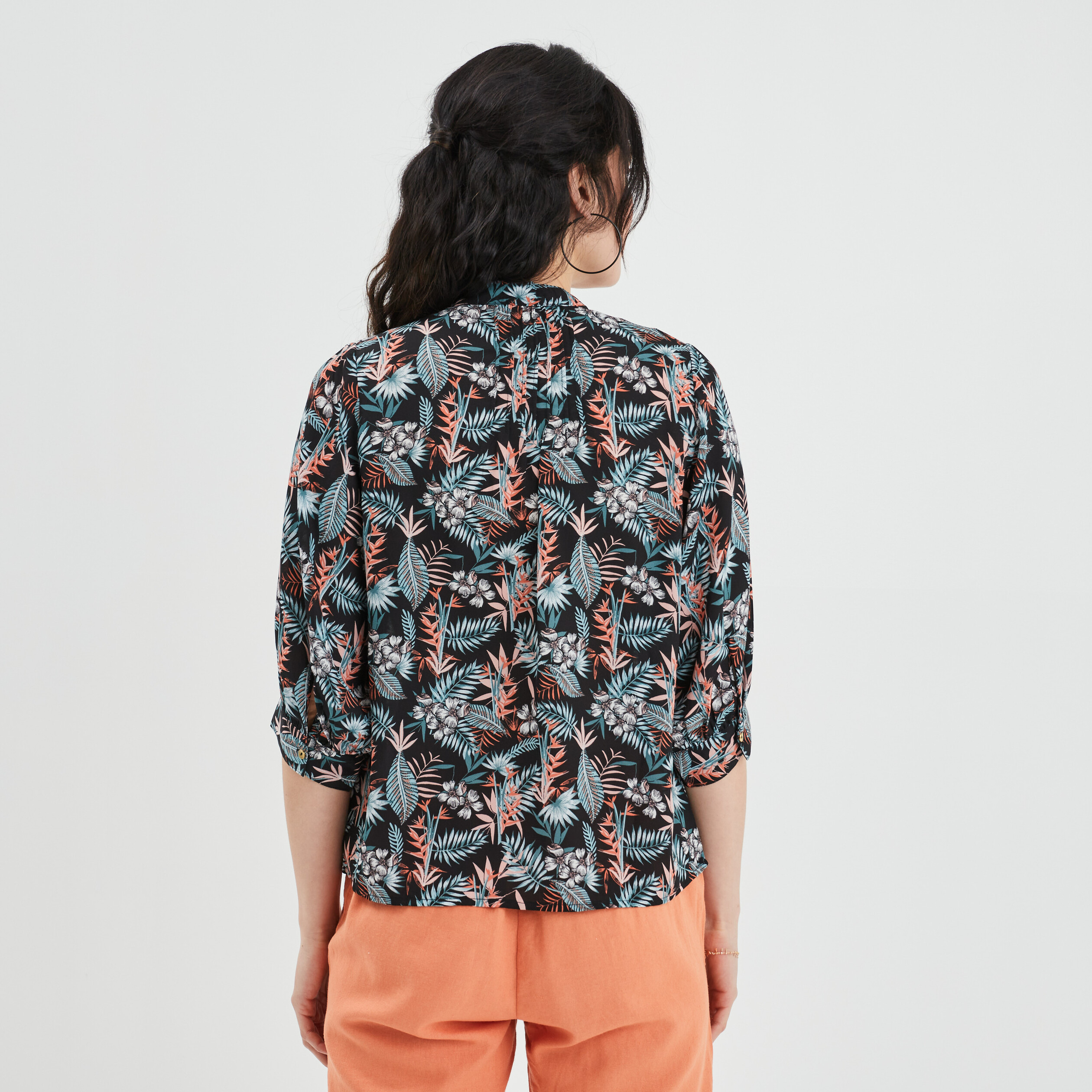 Chemise à manches 3 4 noir femme | La Halle
