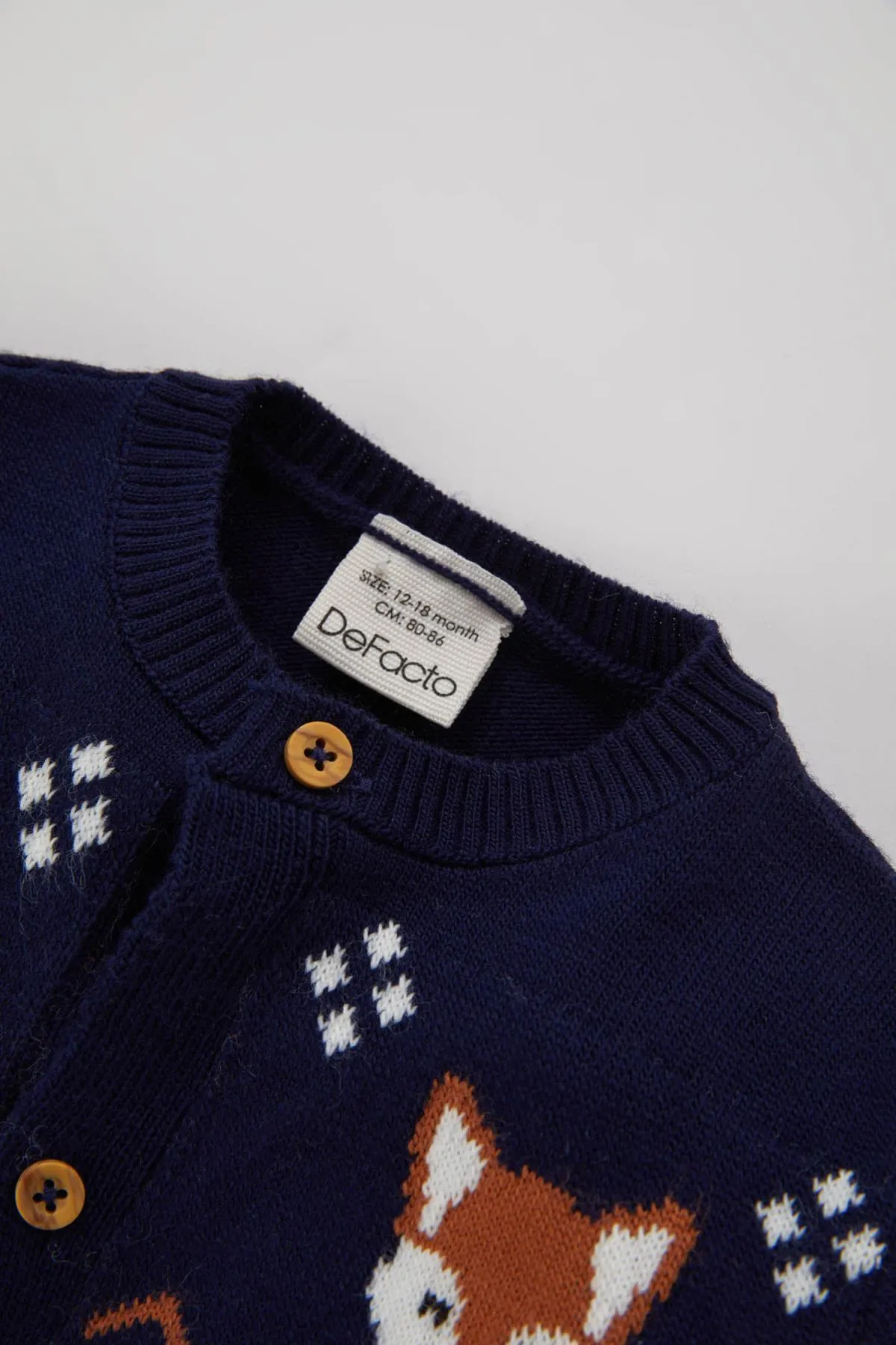 DeFacto  Gemusterter Strickoverall für Neugeborene mit Fuchsmuster