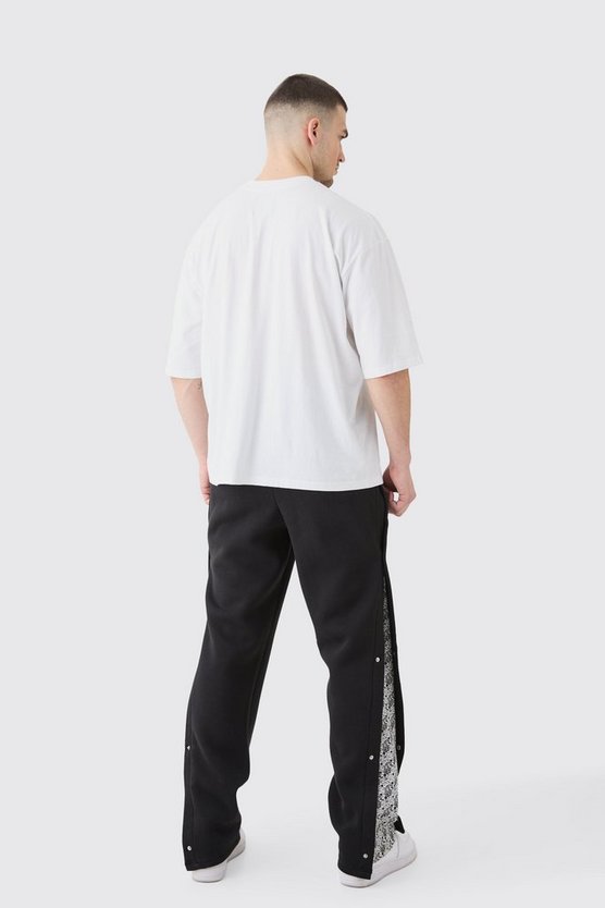 Tall lockere Jogginghose mit Seitenstreifen und Druckknöpfen