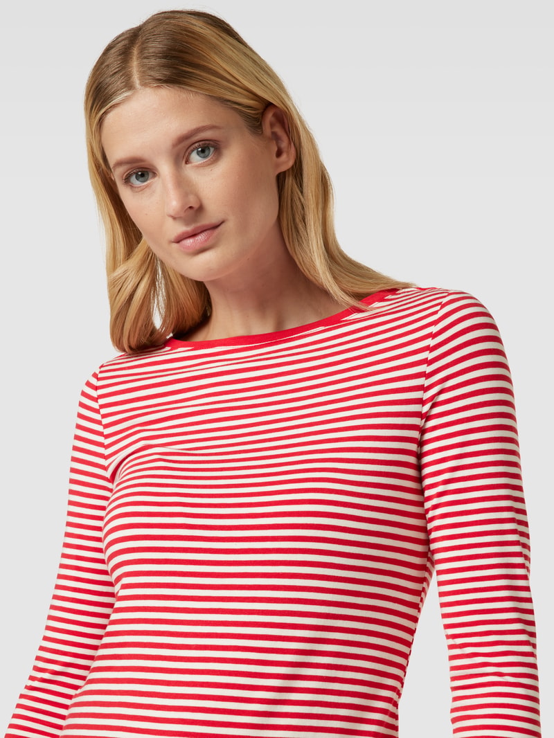 Longsleeve mit Streifenmuster und U-Boot-Ausschnitt in rot