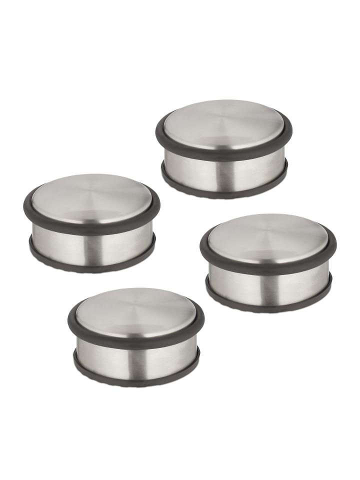 relaxdays 4 x Türstopper in Silber/ Schwarz - (H)4,5 x Ø 10,5 cm günstig kaufen onesize