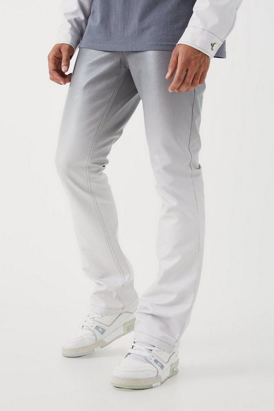 Slim-Fit PU-Schlaghose mit Farbverlauf