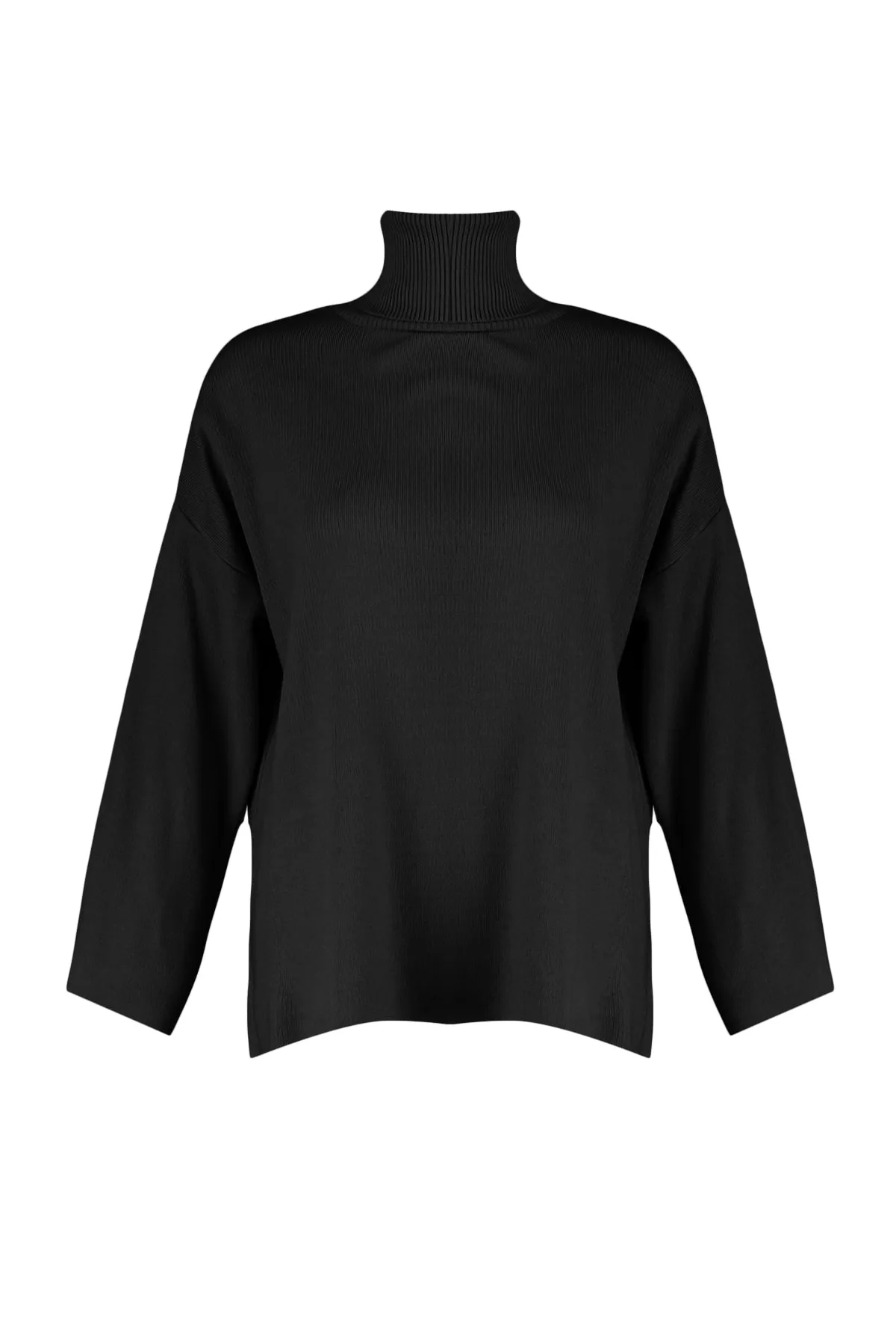 Trendyol Collection  Schwarzer Basic-Strickpullover mit weiter Passform TWOAW23KZ00206