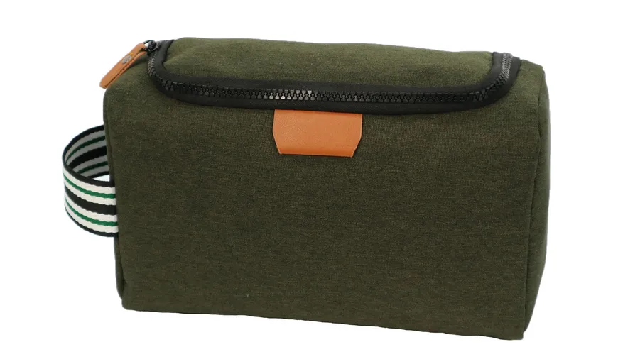 Kulturtasche grün mit Griff