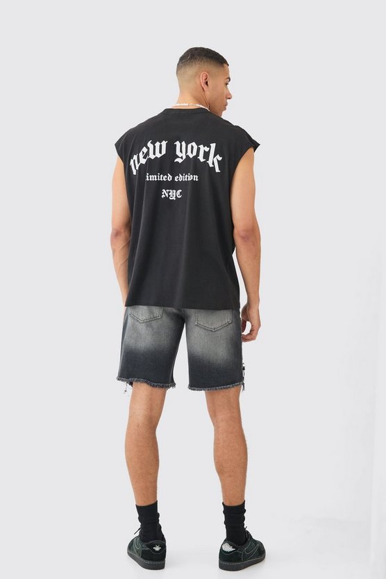 Oversize Tanktop mit New York Text Print