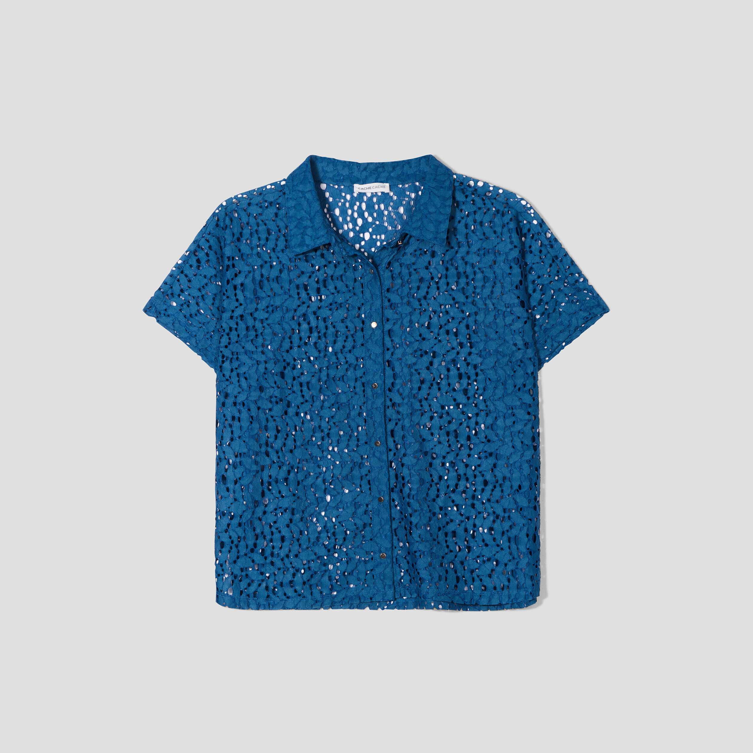 Chemise manches courtes bleu canard femme | Cache Cache