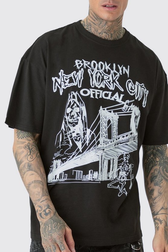 Tall Oversize T-Shirt mit Official City Print