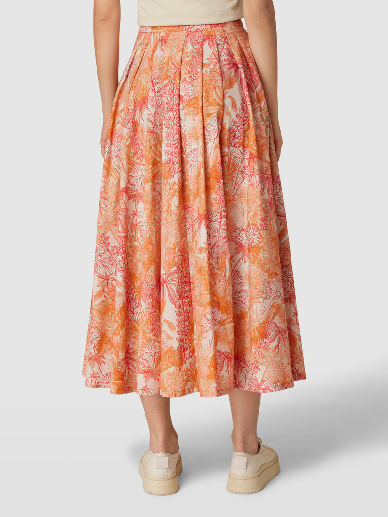 Midirock mit Allover-Muster Modell 'PALLA' in orange