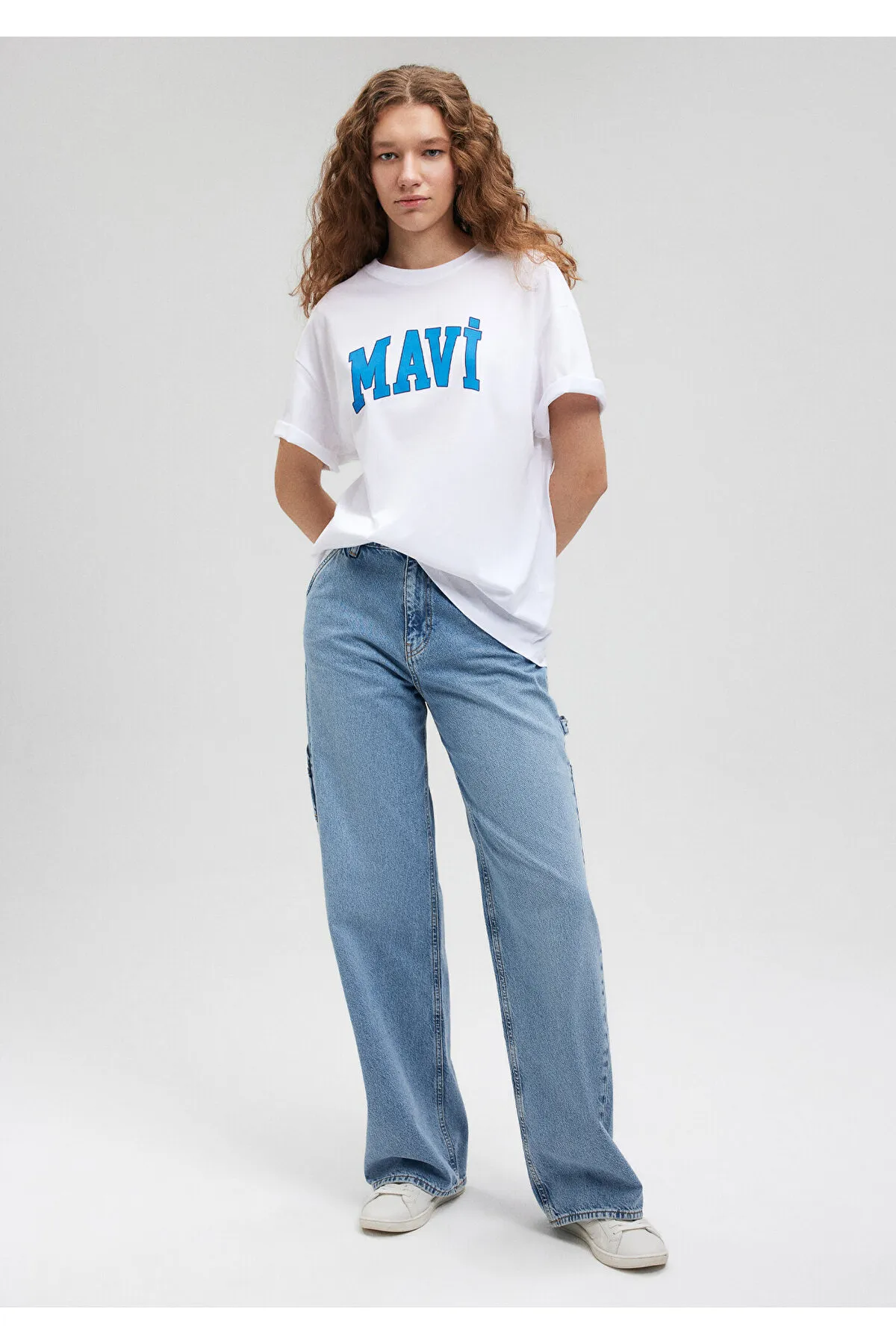 Mavi  Weißes T-Shirt mit Logo-Print, Übergröße/weiter Schnitt 1600843-70000