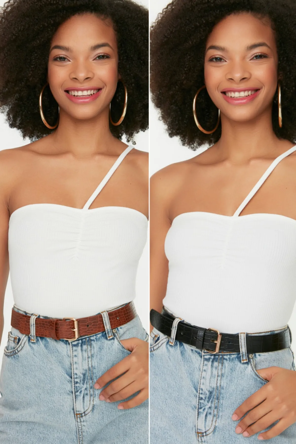 Trendyol Collection  Schwarz-brauner Damengürtel mit Schnalle im 2er-Pack TWOAW21KE0125