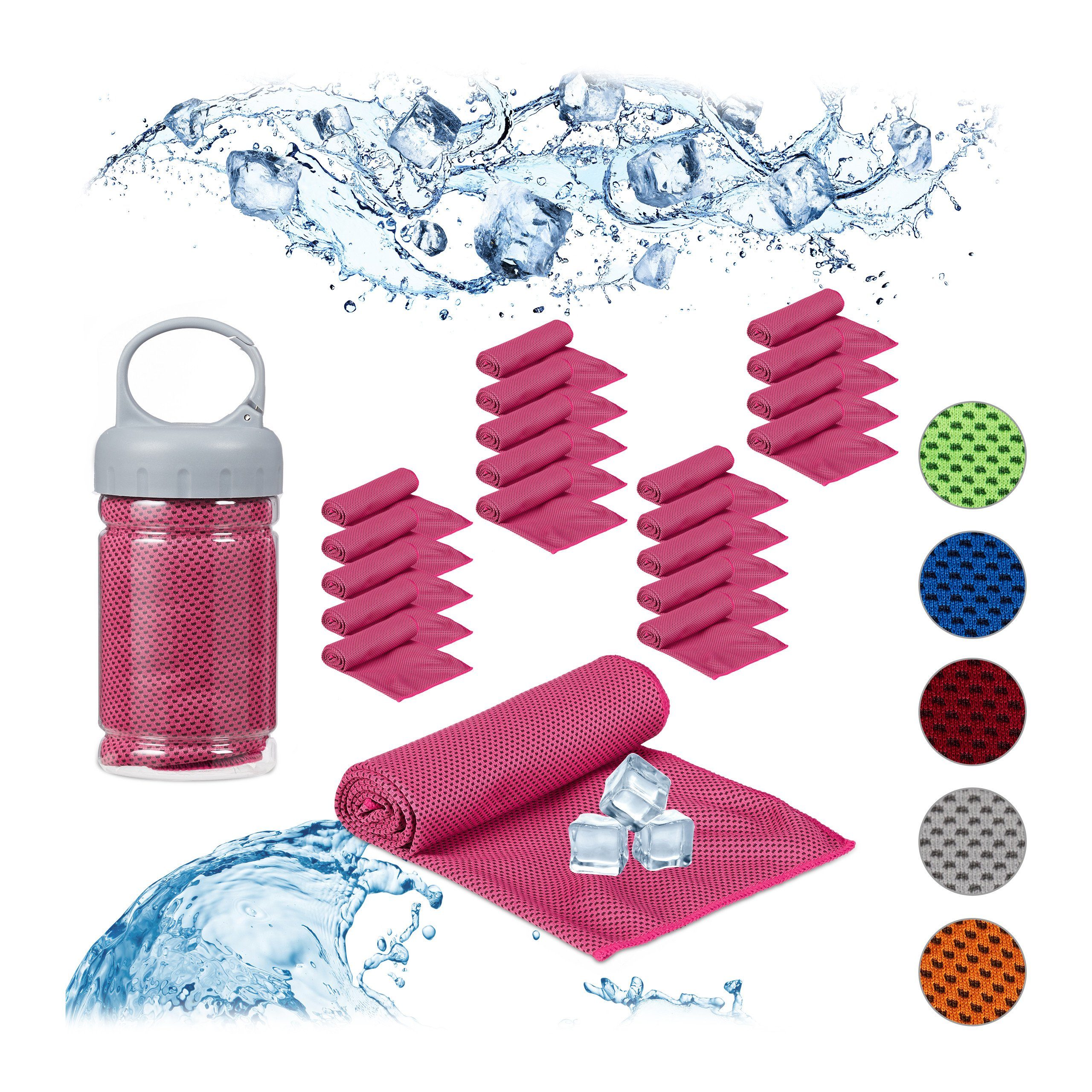 relaxdays Sporthandtuch 20x Kühlendes Handtuch in Pink
