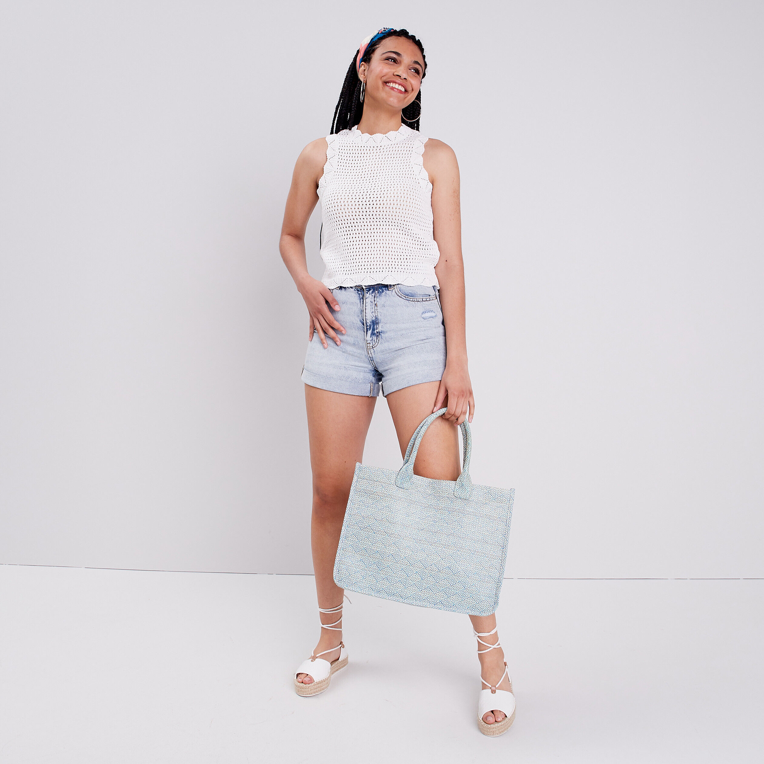 Débardeur aspect crochet ecru femme | Cache Cache