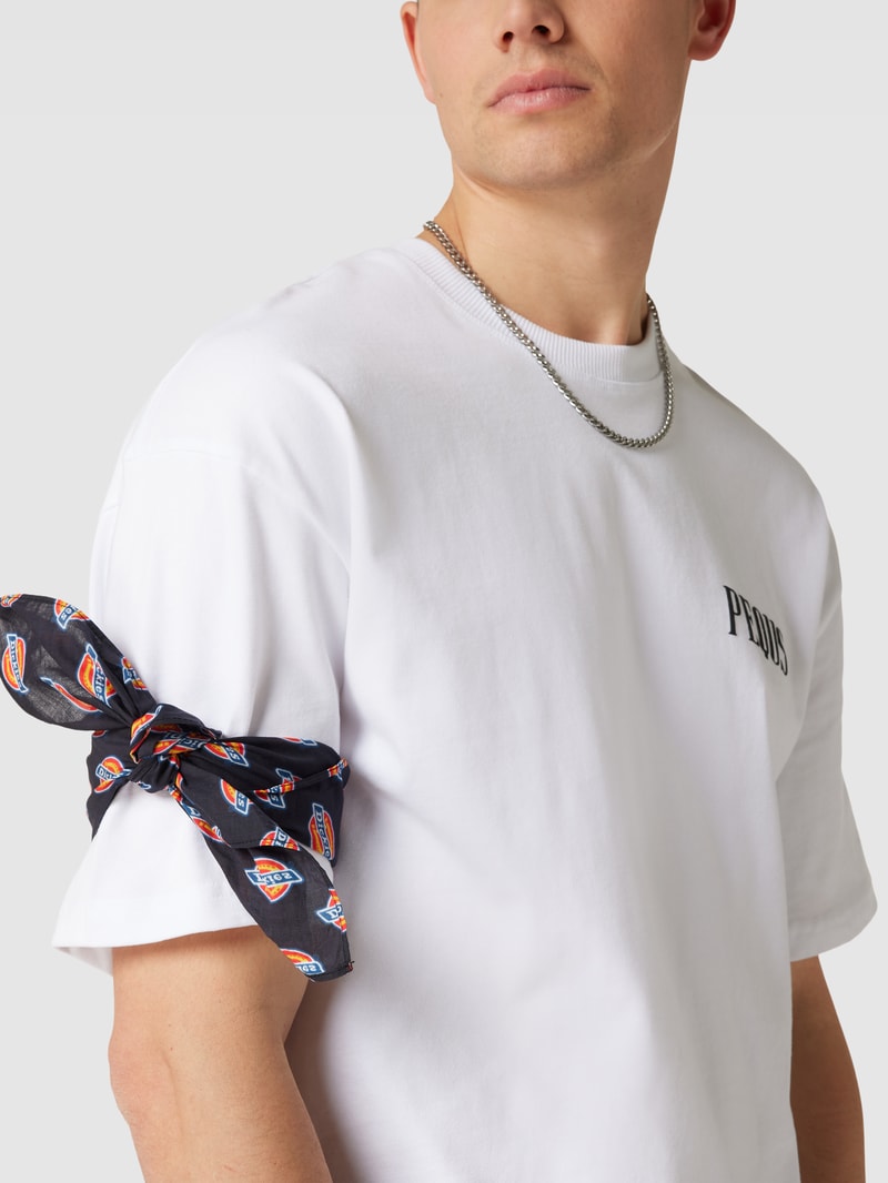 Schal mit Allover-Label-Muster Modell 'BANDANA' in schwarz