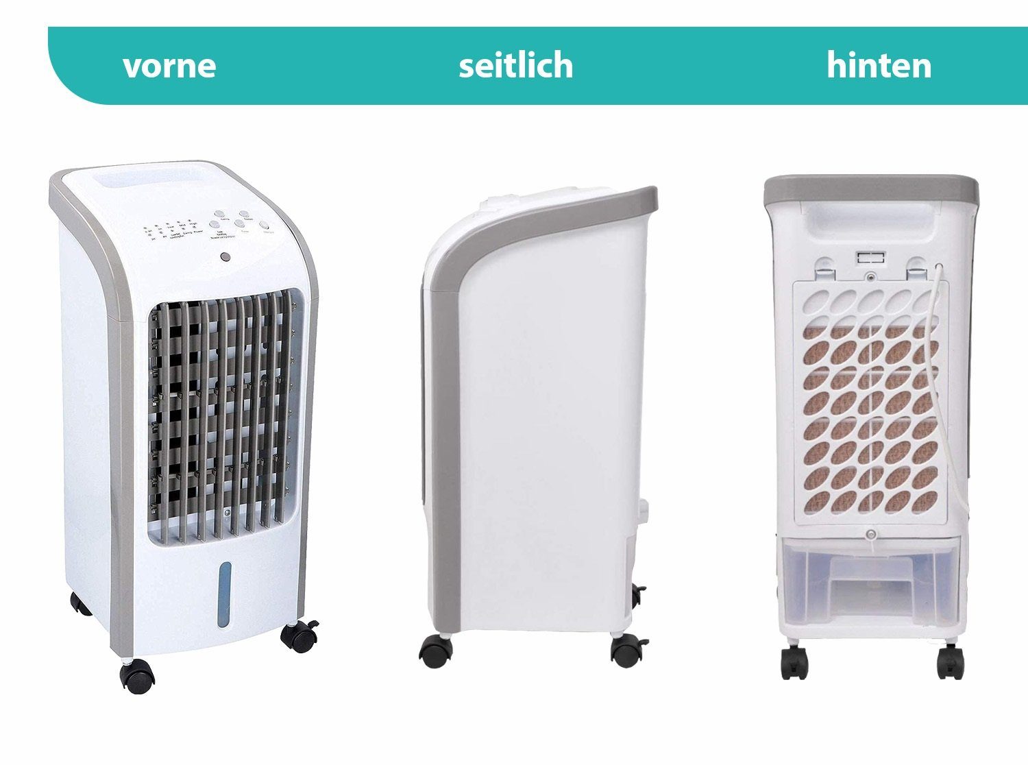 JUNG Luftkühler Commodo mobile Klimaanlage ohne Abluftschlauch mit Fernbedienung Timer, leiser Ventilator mit Wasserkühlun, Klimagerät Mobil Lüftkühler