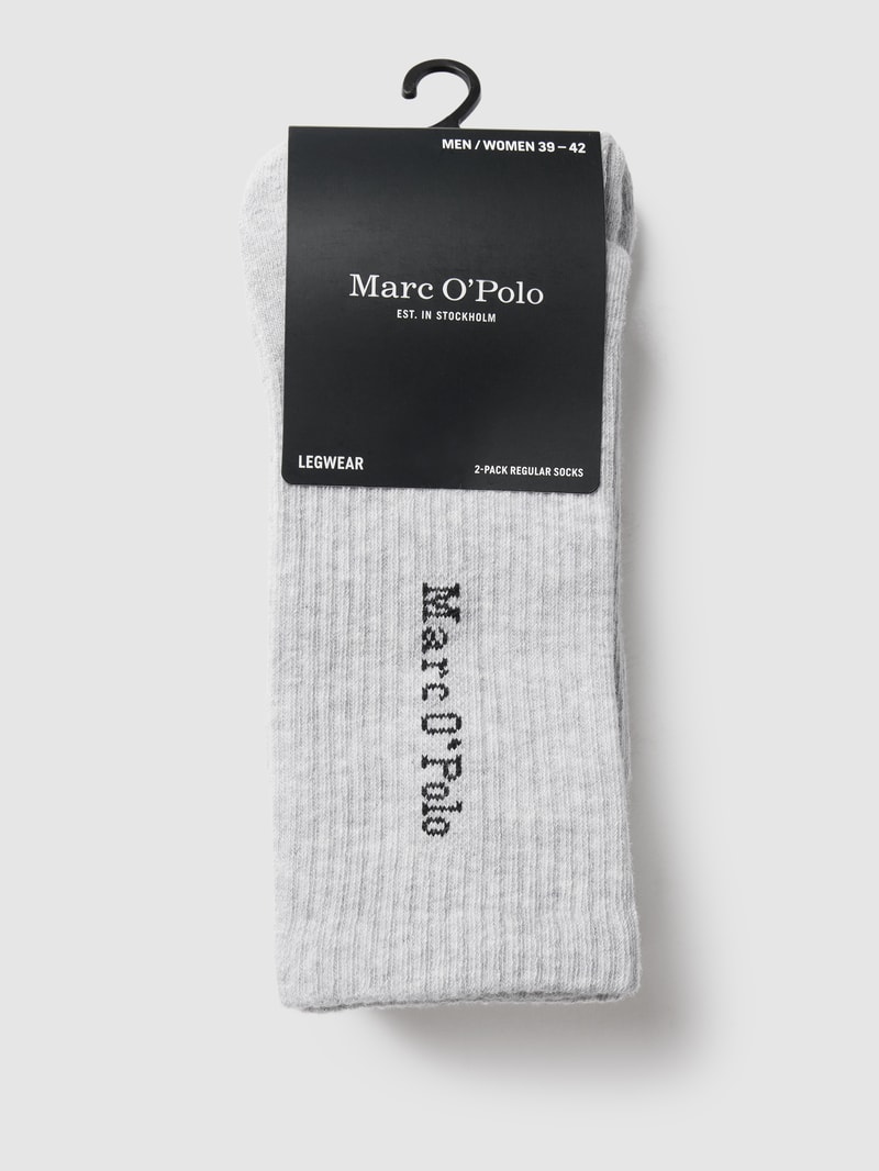 Socken mit Label-Detail im 2er-Pack Modell 'Alex' in hellgrau meliert