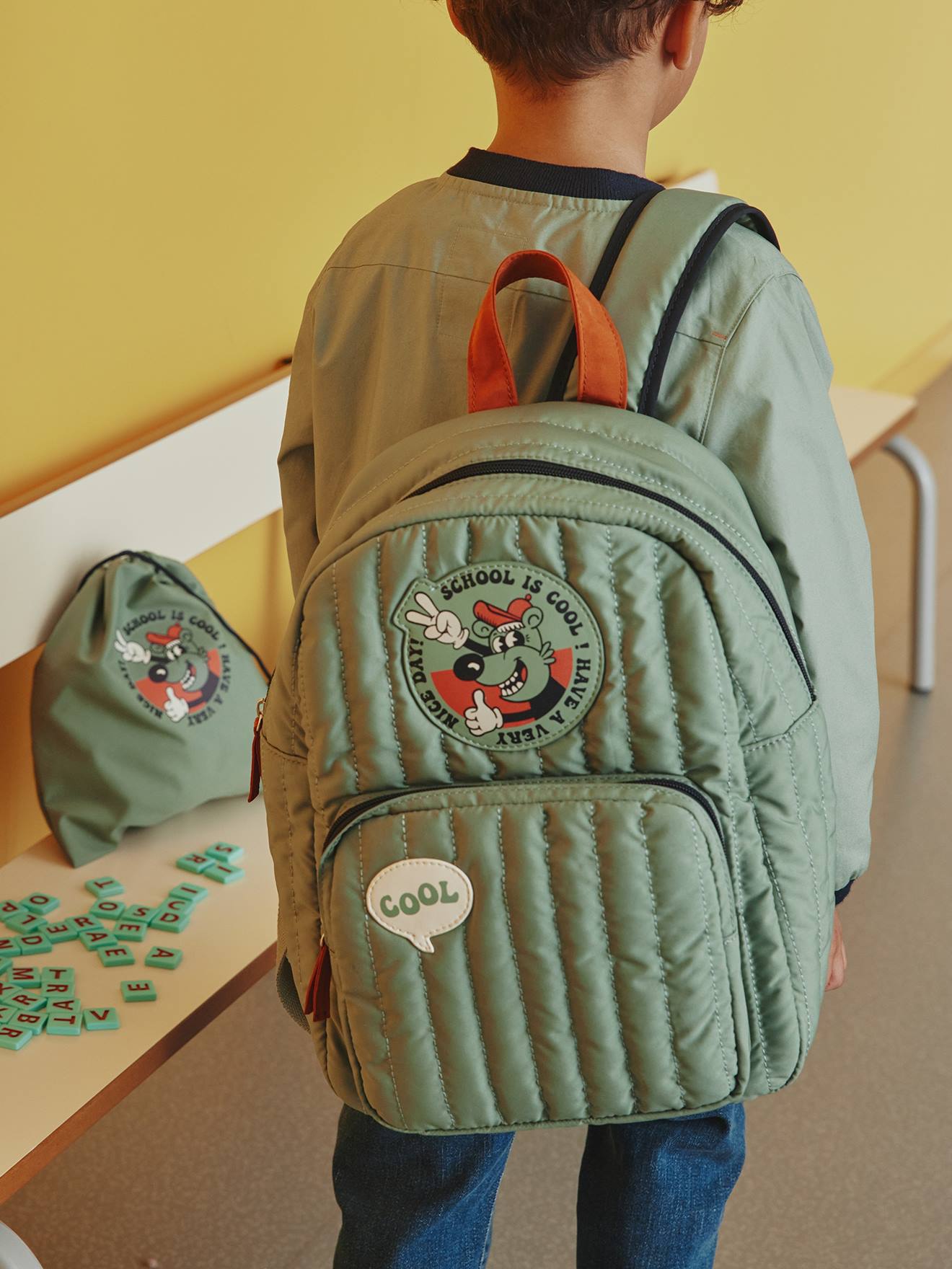 Vertbaudet Jungen Rucksack COOL ATTITUDE, gesteppt - moosgrün
