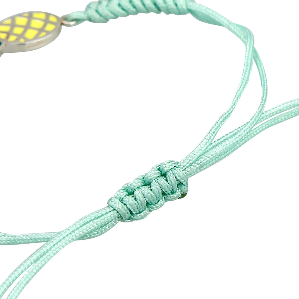Elli Elli Bracelet Enfants Ananas Colorés Été Nylon Bleu Réglable en Argent Sterling 9 Bracelet