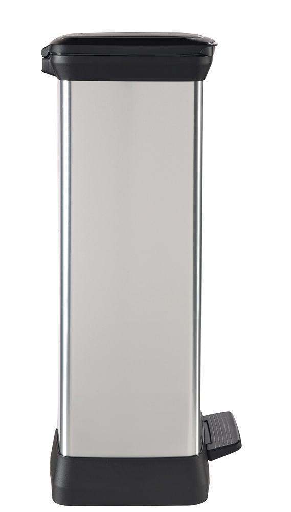 Curver DECOBIN Abfalleimer 50L mit Fußpedal silber metallic
