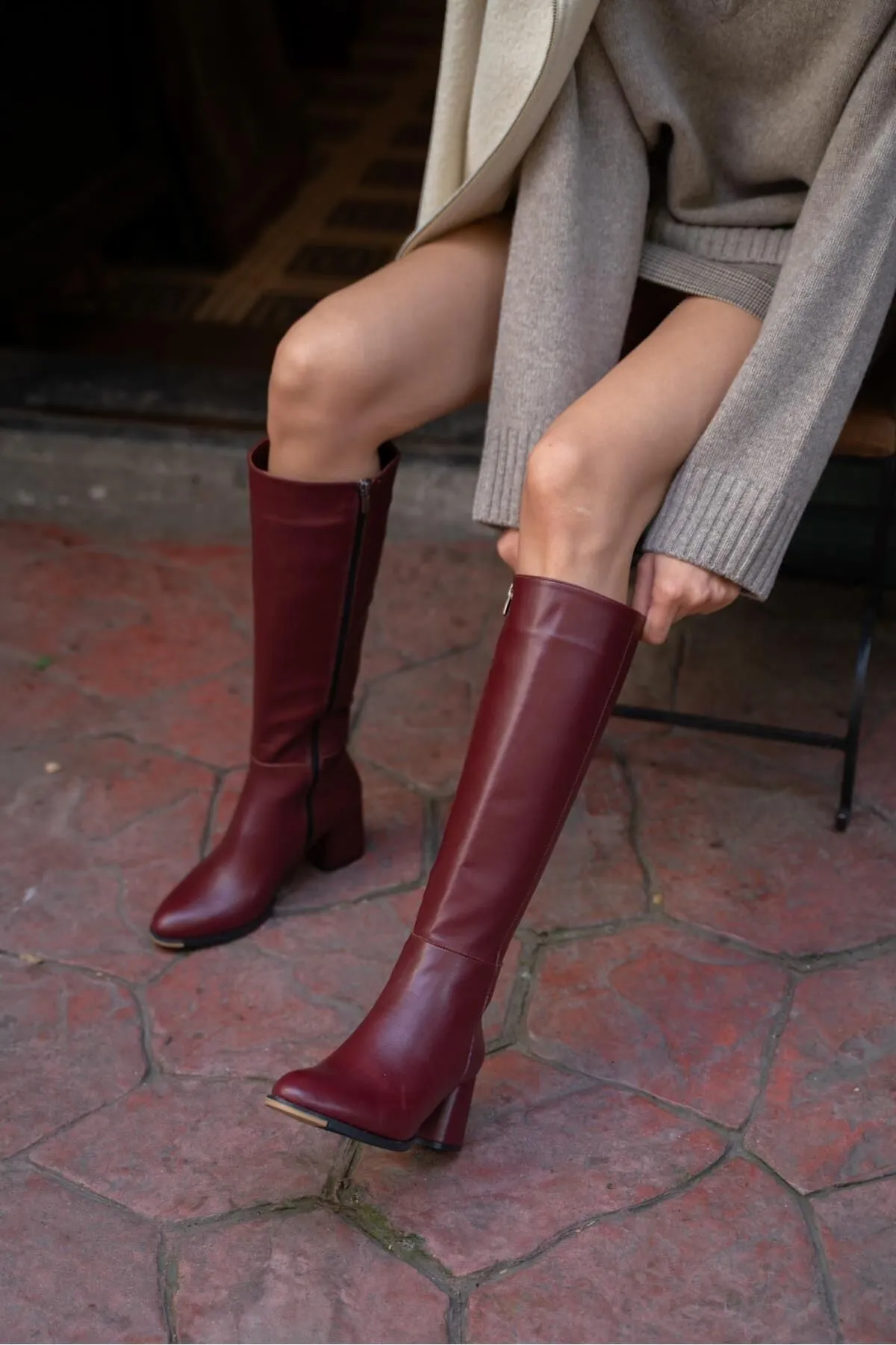 Madamra  Weinrote Damenstiefel