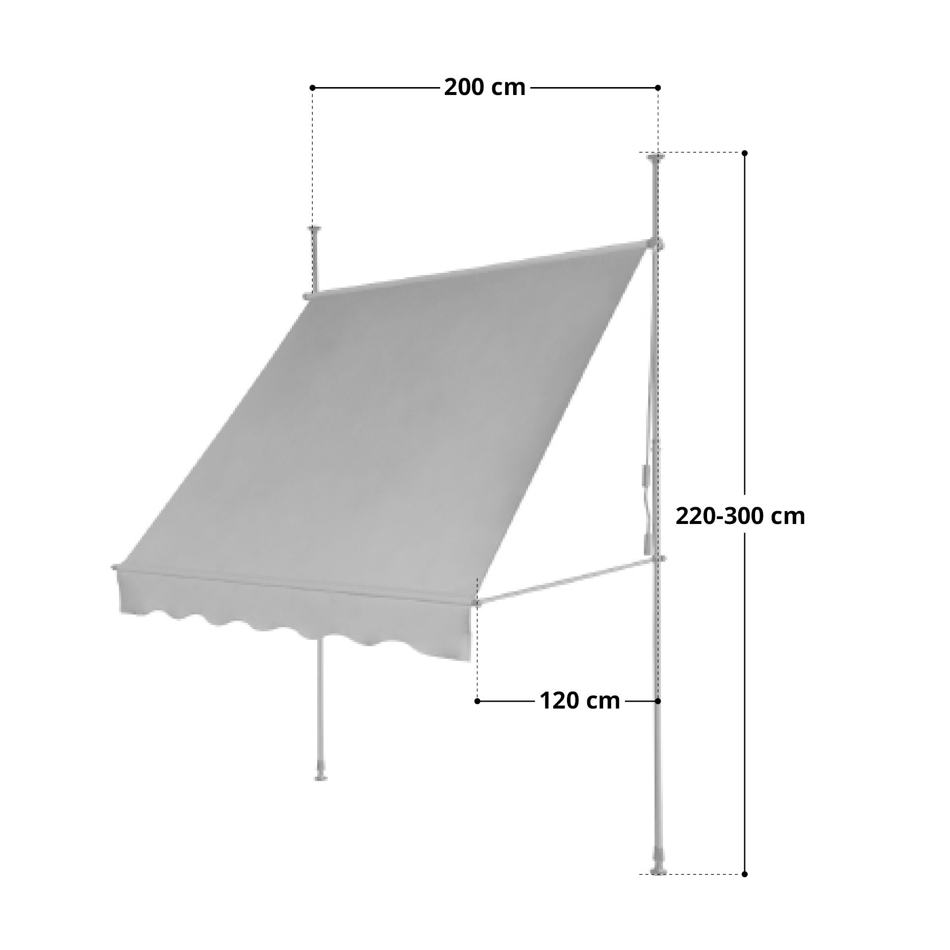 SVITA Klemmmarkise Balkonmarkise, Handkurbel, ohne Bohren, 120x200 cm, Beige