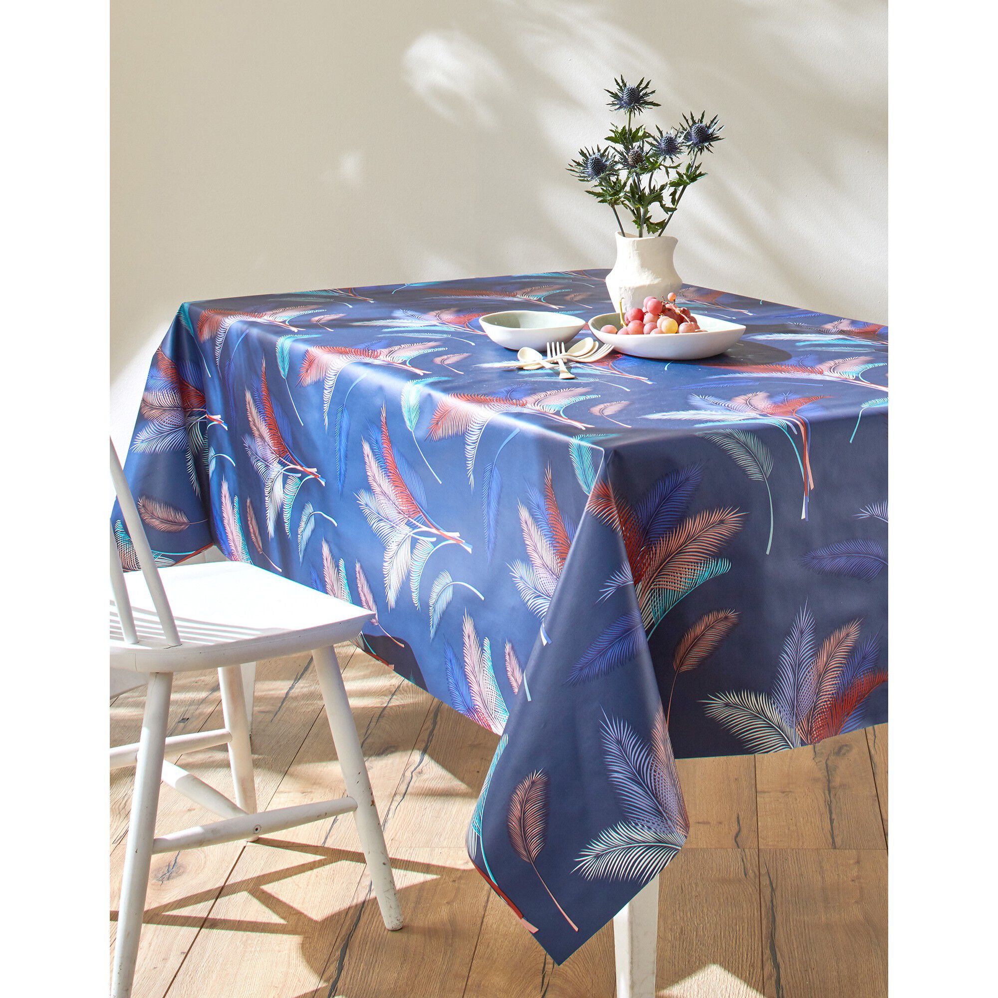Nappe toile cirée imprimé fleurs pampa