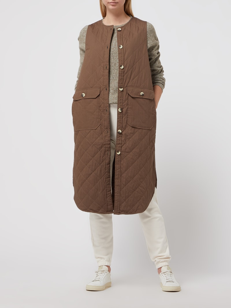 Oversized Steppweste aus Baumwolle Modell 'Wasi' in khaki